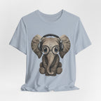 Nerdy Elephant with Headphones T-Shirt | Elephant Lover Gift