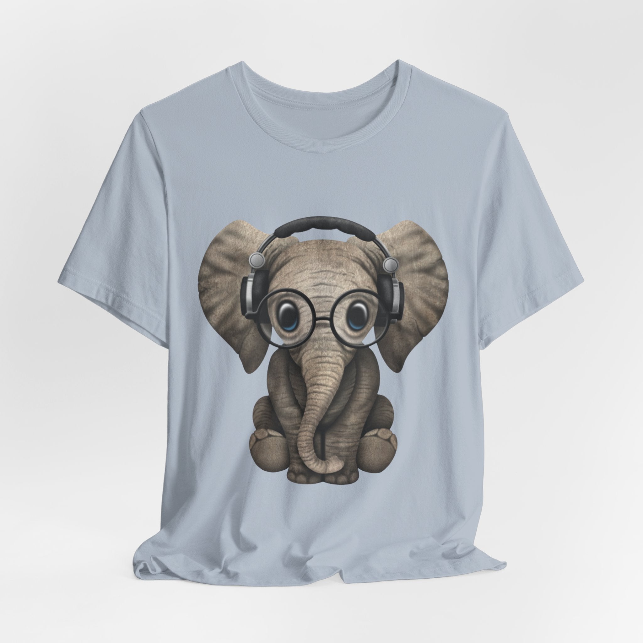 Nerdy Elephant with Headphones T-Shirt | Elephant Lover Gift