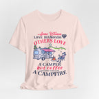 Camper Hot Coffee Campfire T-Shirt | Outdoor Woman Gift