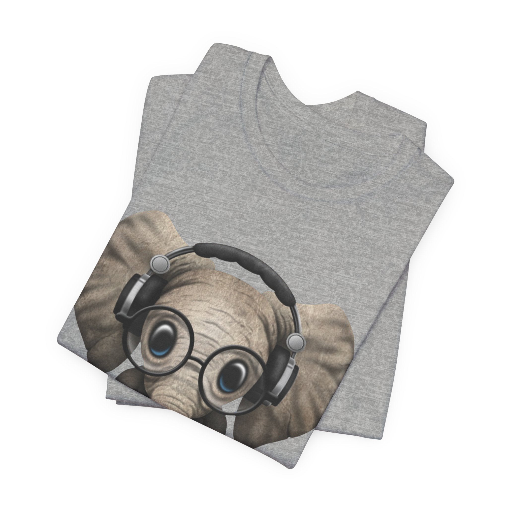 Nerdy Elephant with Headphones T-Shirt | Elephant Lover Gift
