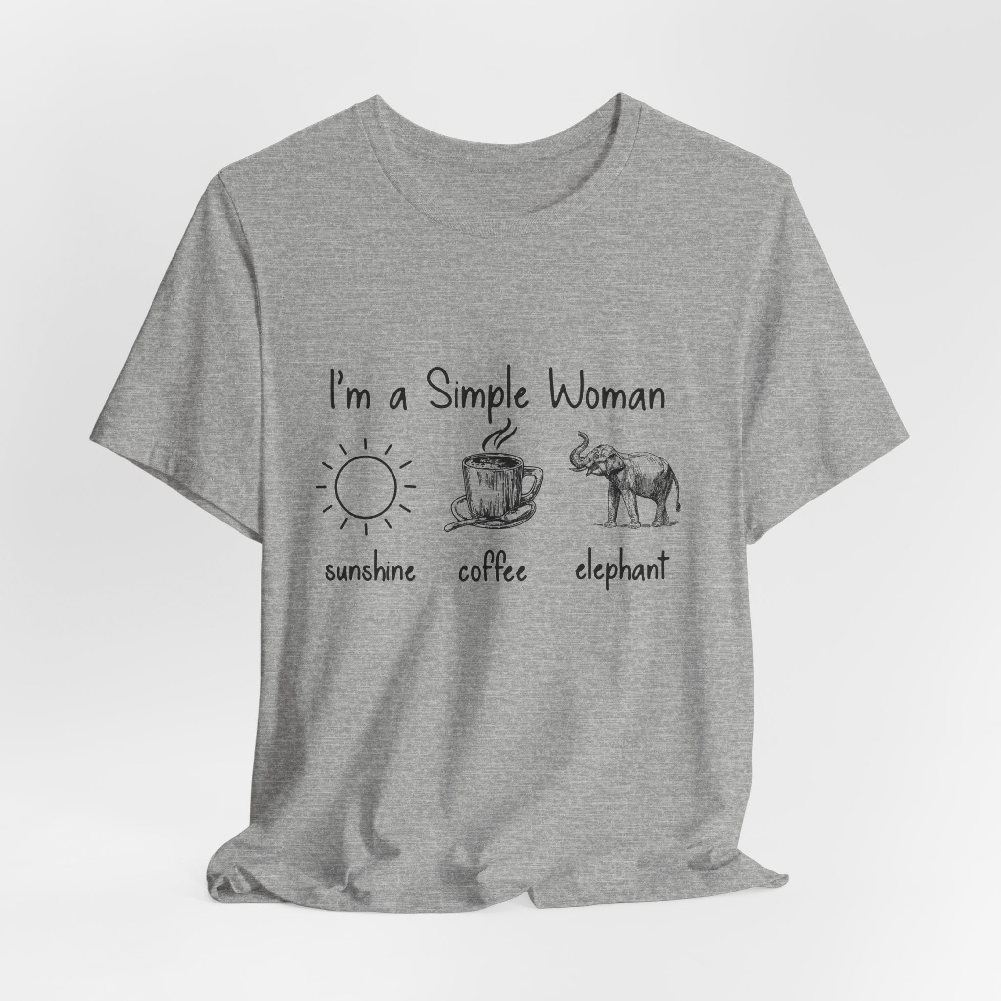 Simple Woman Sunshine Coffee Elephant T-Shirt | Elephant Lover Gift