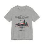 Simple Woman Loves Camping Dogs Wine T-Shirt | Woman Camper Gift