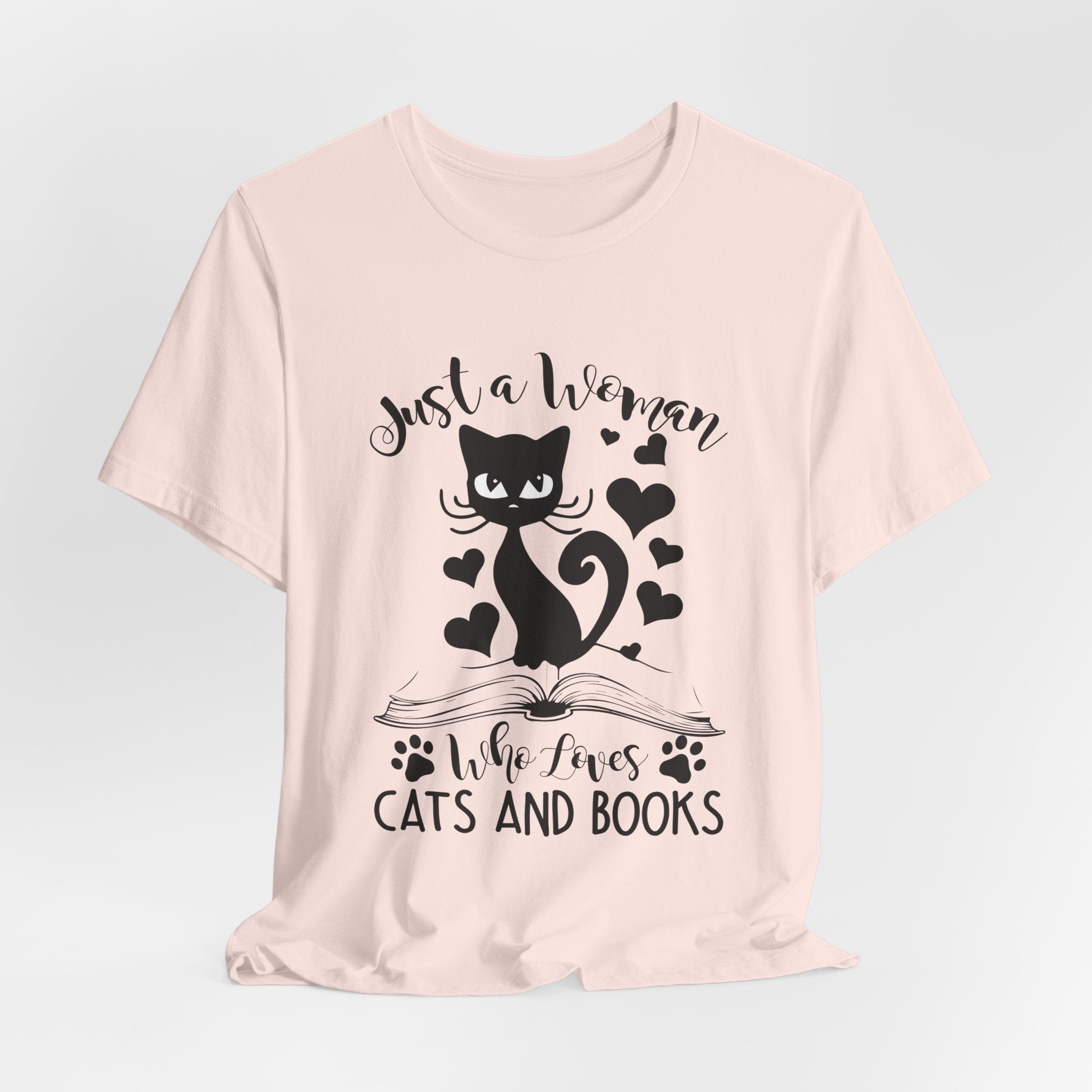 Just a Woman Who Loves Cats & Books T-Shirt | Cat Lover Gift