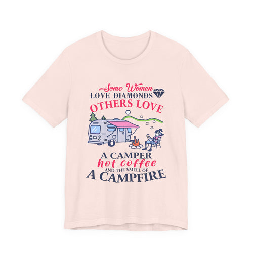 Camper Hot Coffee Campfire T-Shirt | Outdoor Woman Gift