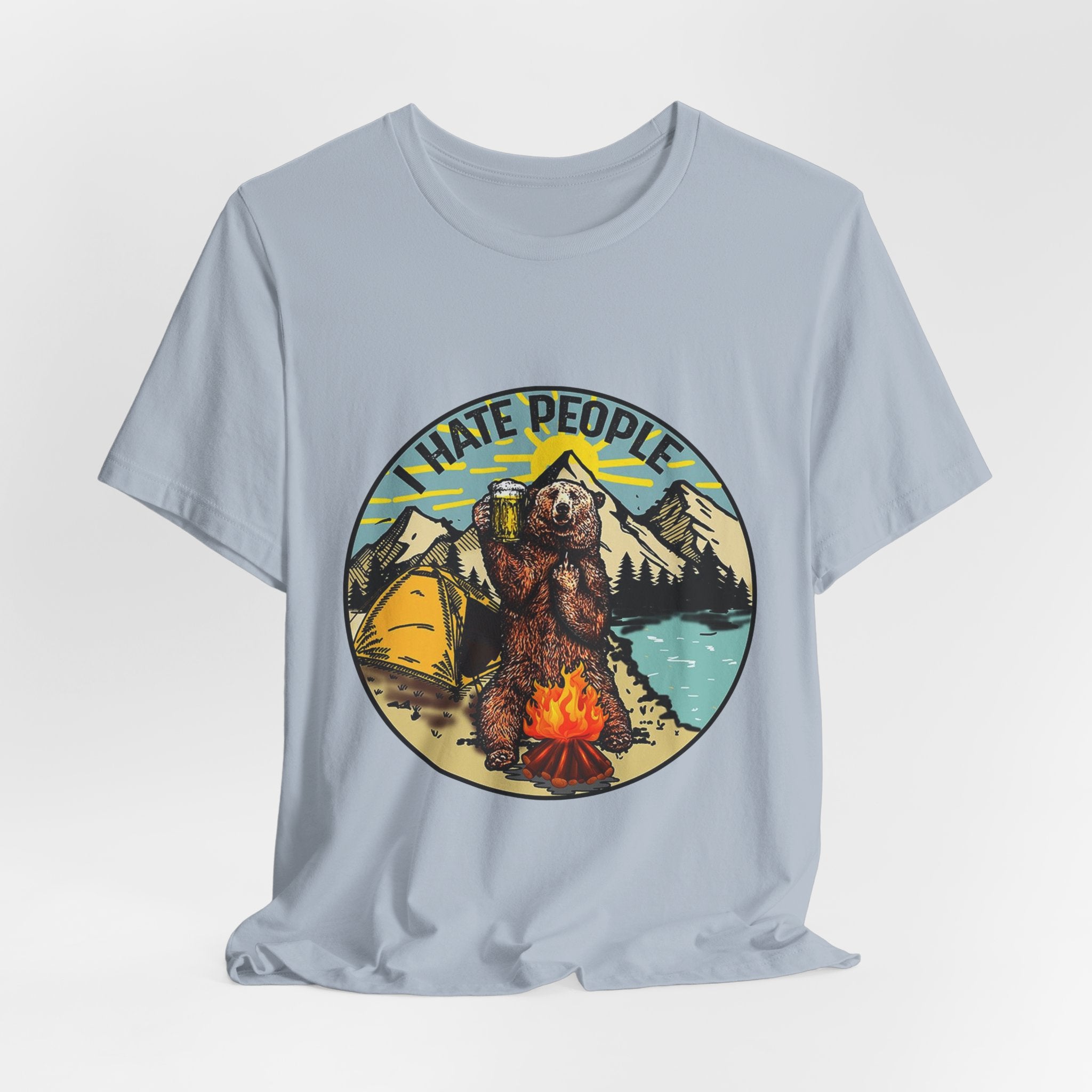 "I HATE PEOPLE" Bear Camping T-Shirt | Solitude Seeker Gift