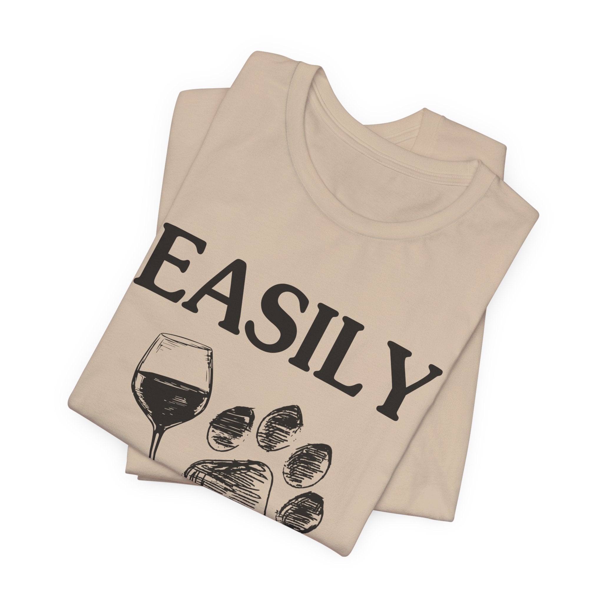 Easily Distracted By Dogs And Wine T-Shirt | Funny Dog Lover Gift