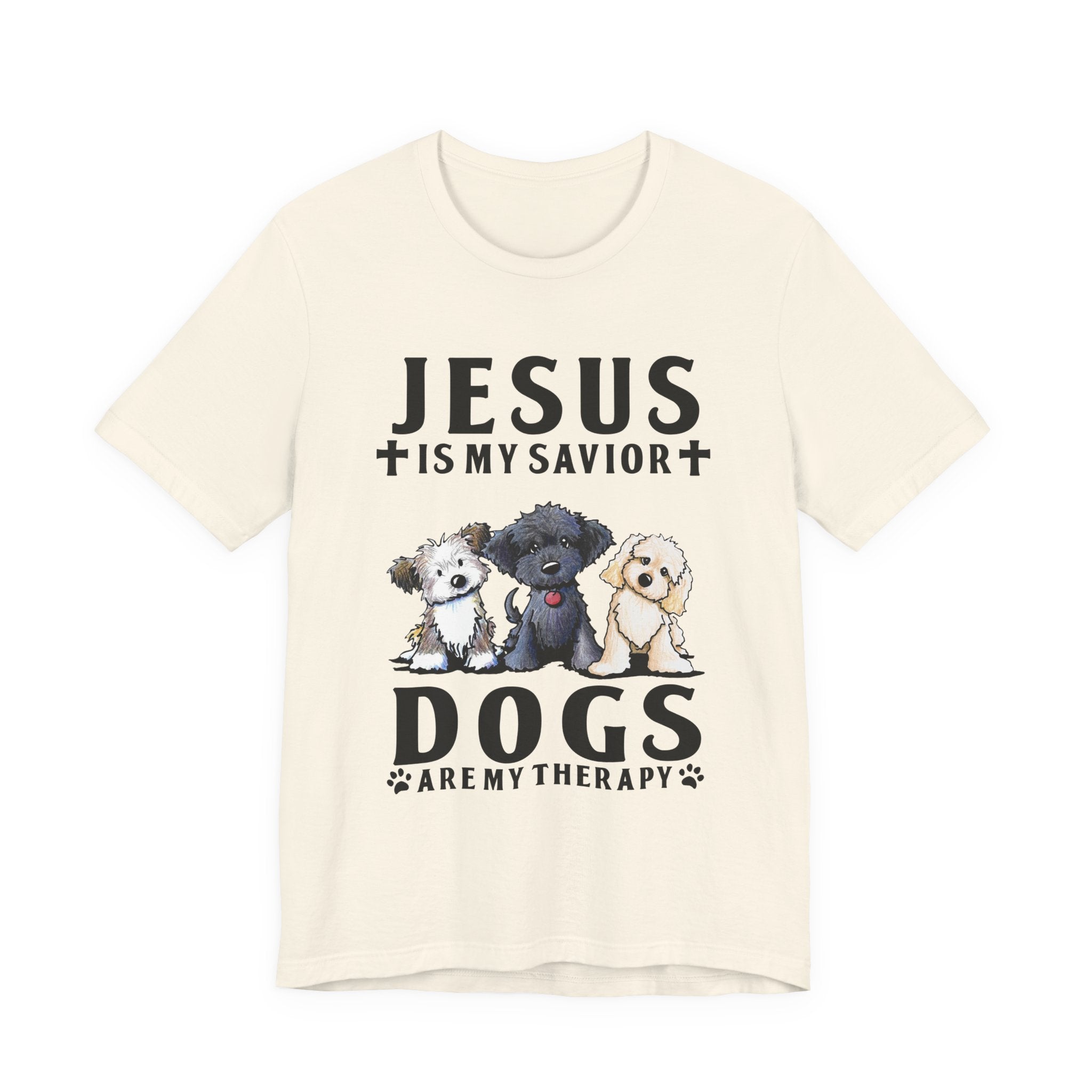 Jesus Is My Savior Dogs Are My Therapy T-Shirt | Christian Dog Lover Gift
