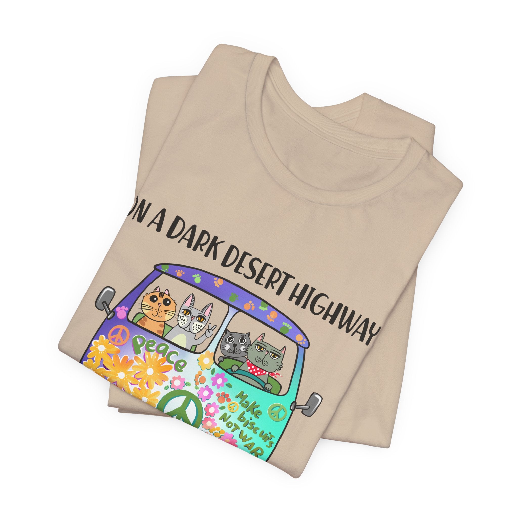 Dark Desert Highway Cats T-Shirt | Groovy Cat Lover Gift