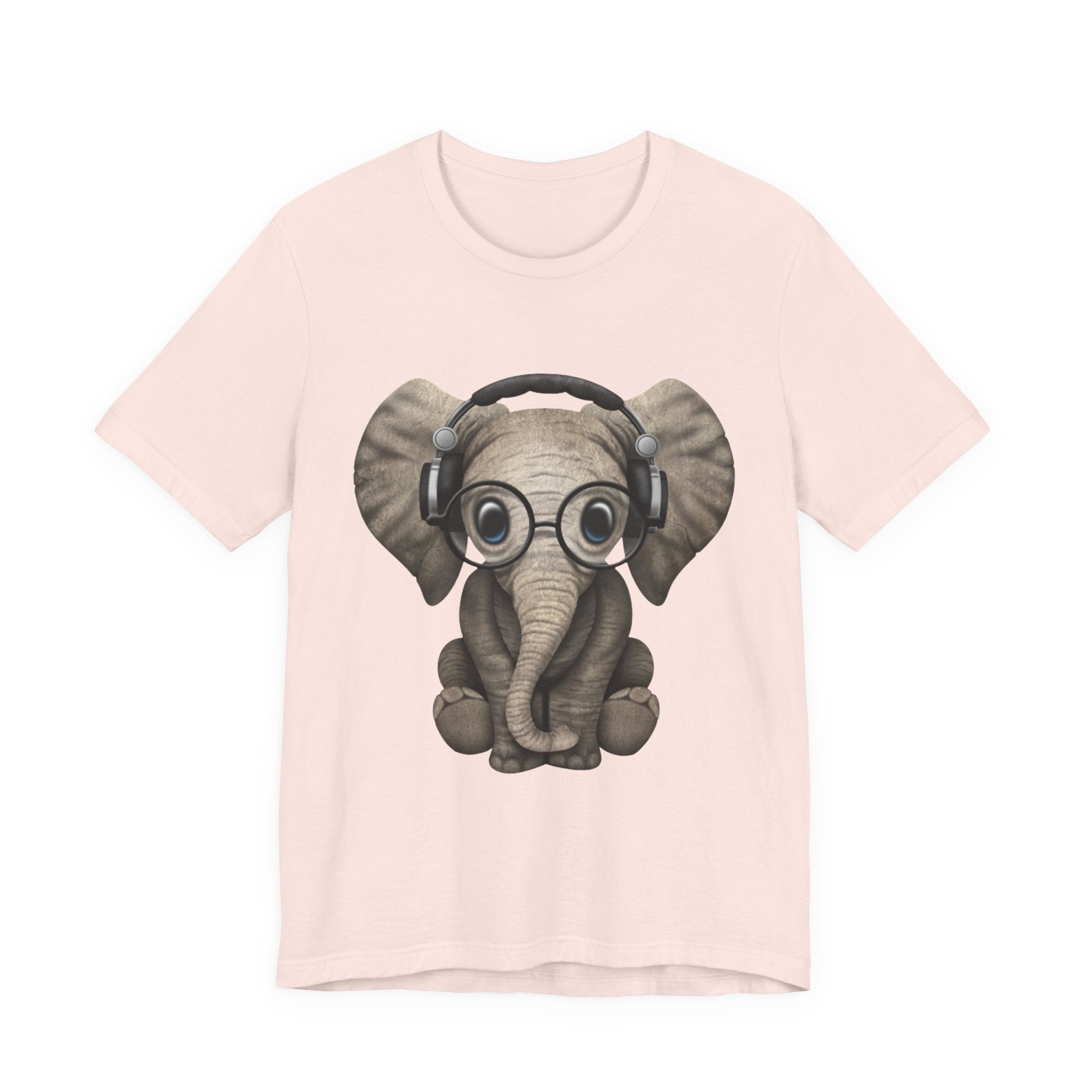 Nerdy Elephant with Headphones T-Shirt | Elephant Lover Gift