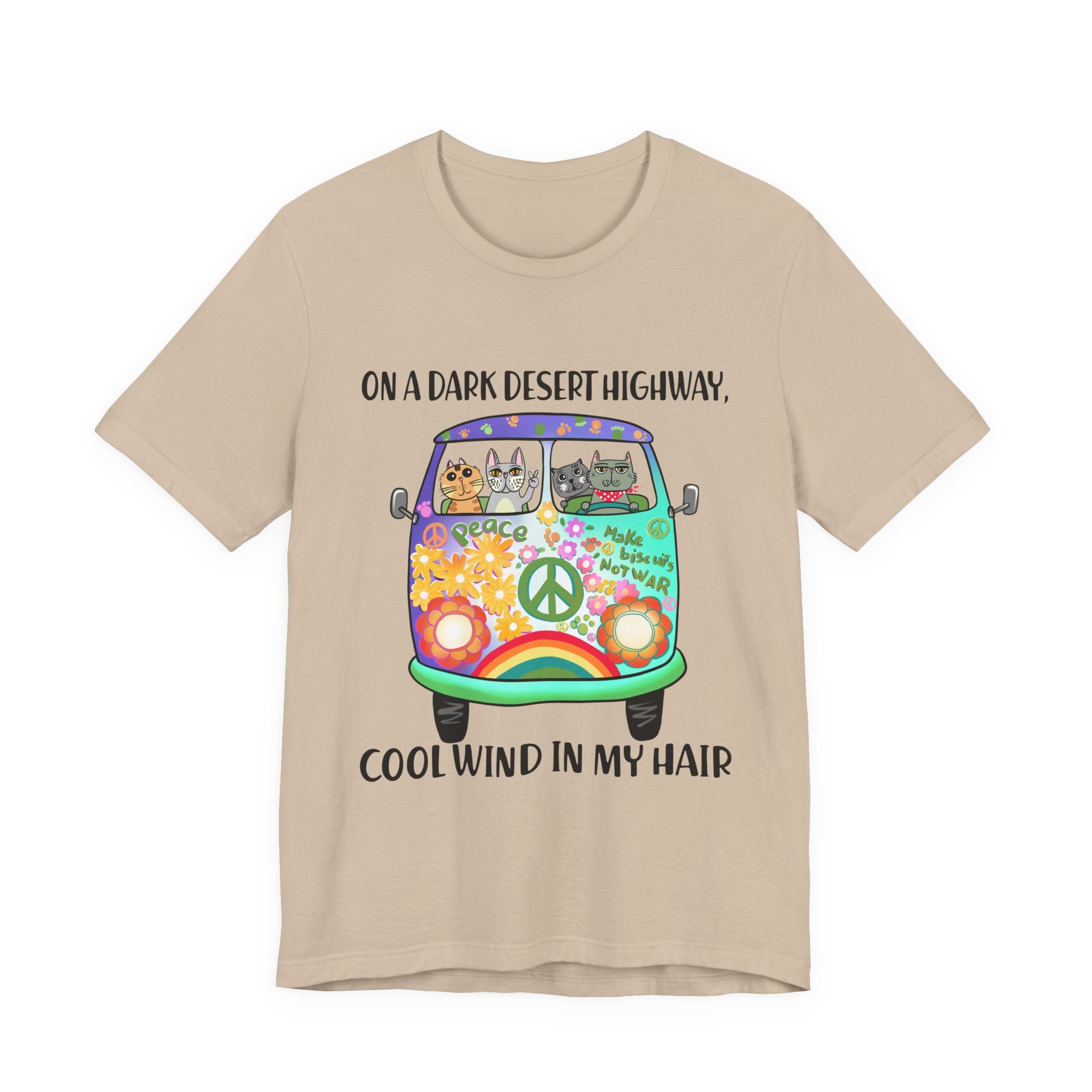 Dark Desert Highway Cats T-Shirt | Groovy Cat Lover Gift