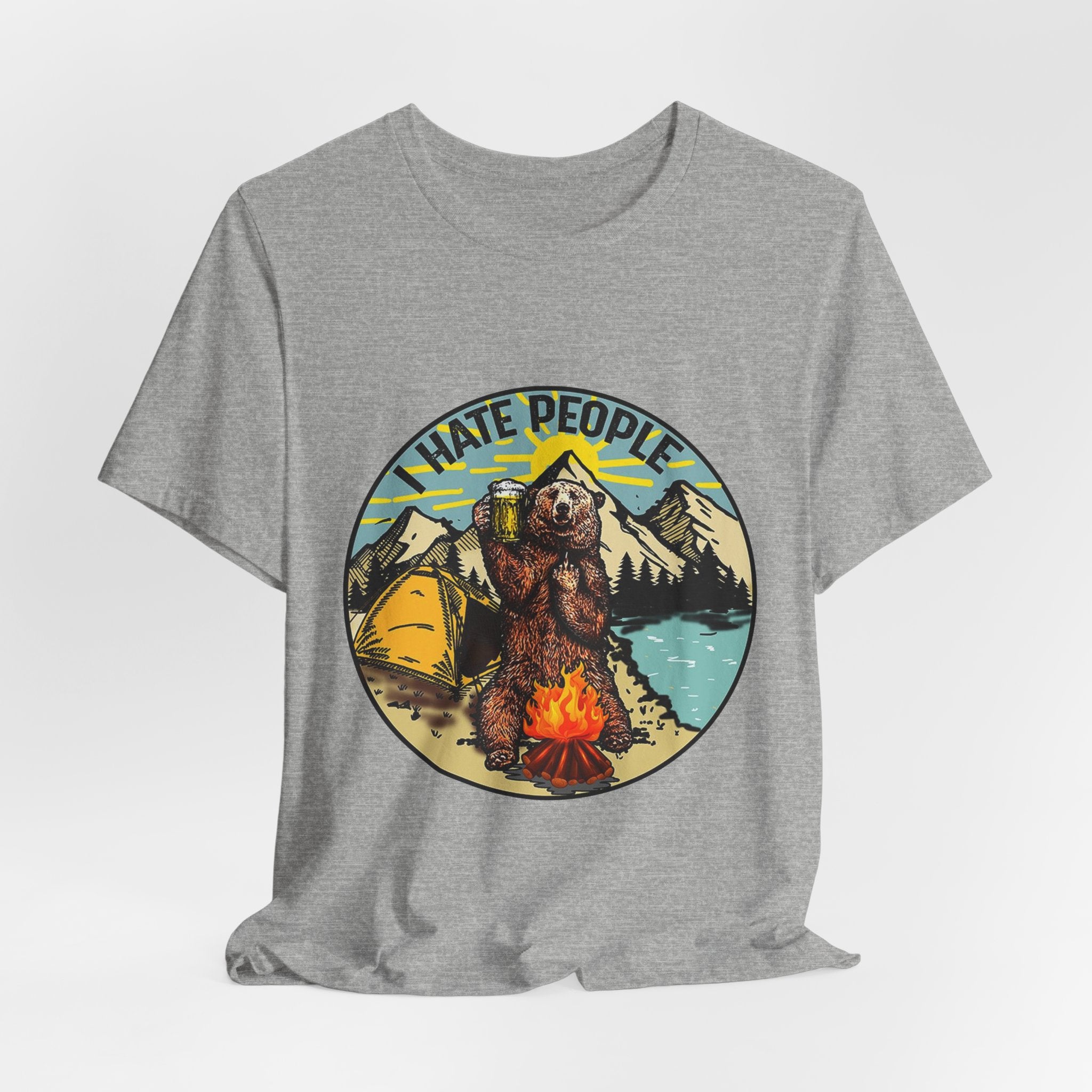 "I HATE PEOPLE" Bear Camping T-Shirt | Solitude Seeker Gift