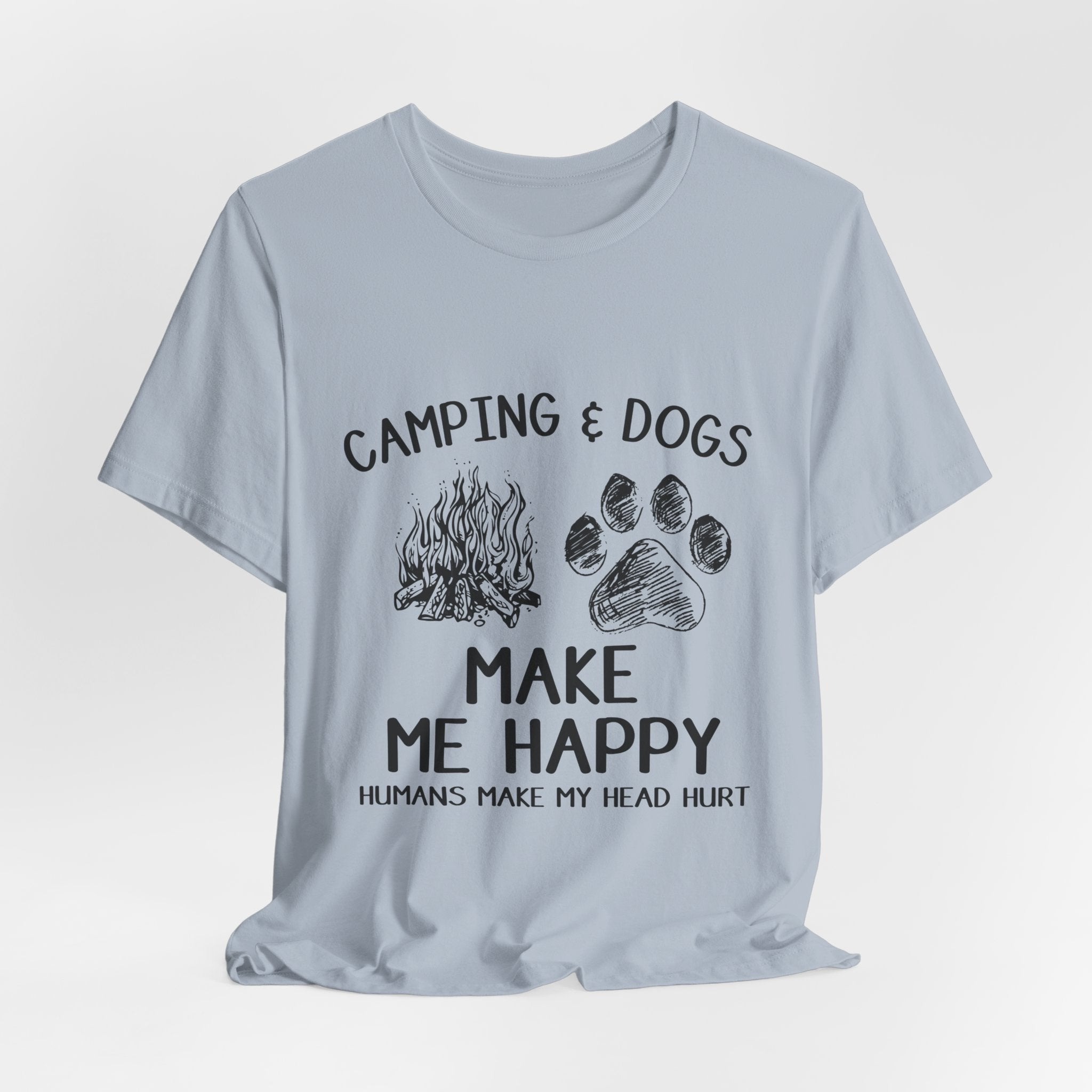Camping & Dogs Make Me Happy T-Shirt | Dog Lover Gift