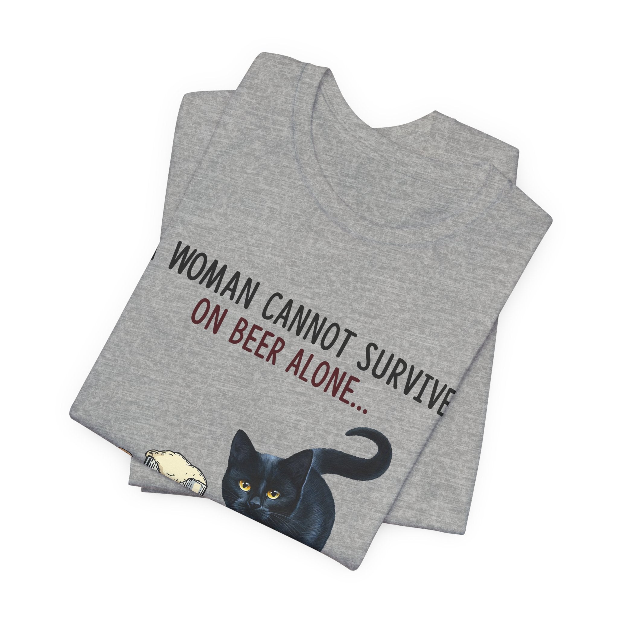 A Woman Needs Beer & Cat T-Shirt | Funny Cat Lover Gift
