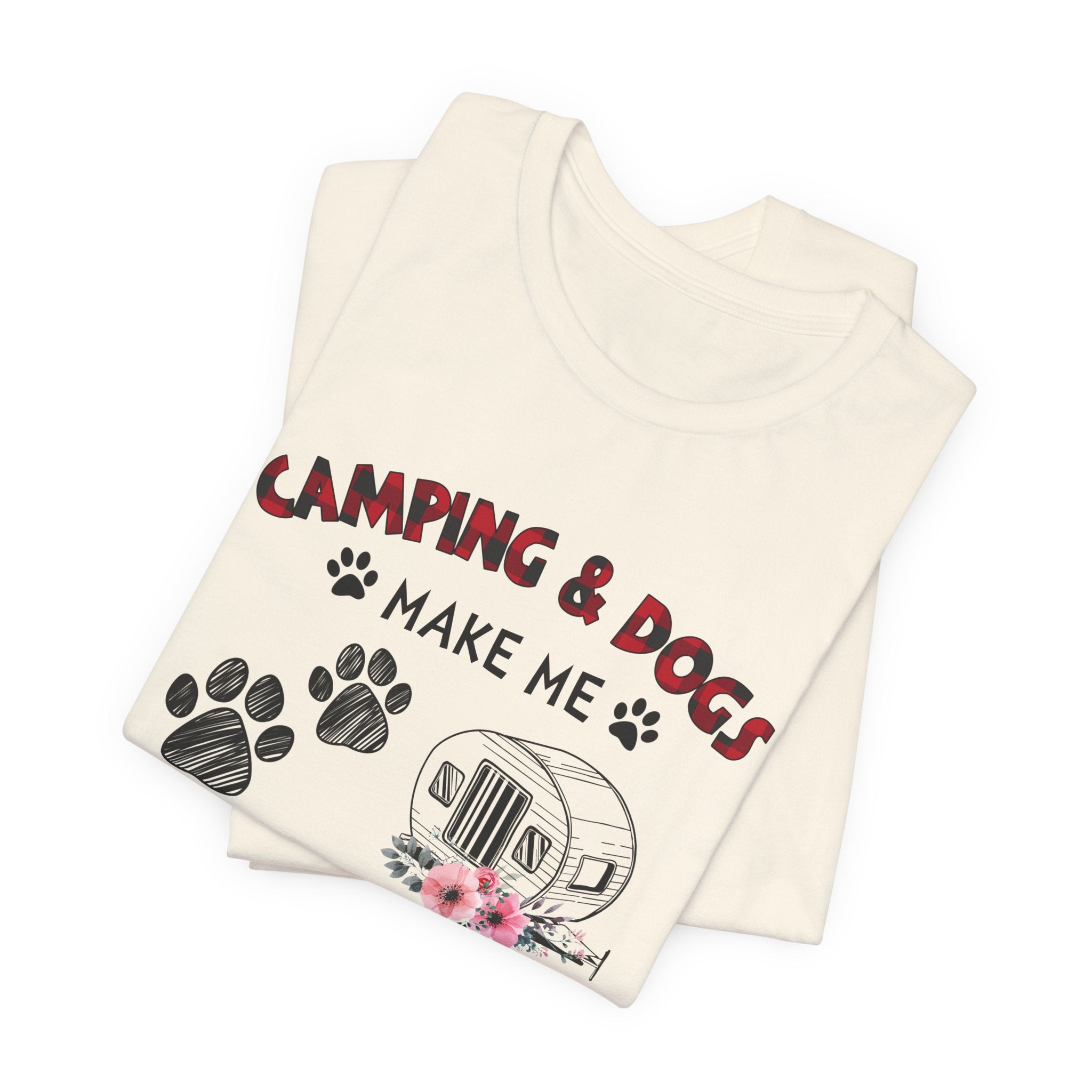 Camping & Dogs Make Me Happy T-Shirt | Camper Dog Lover Gift