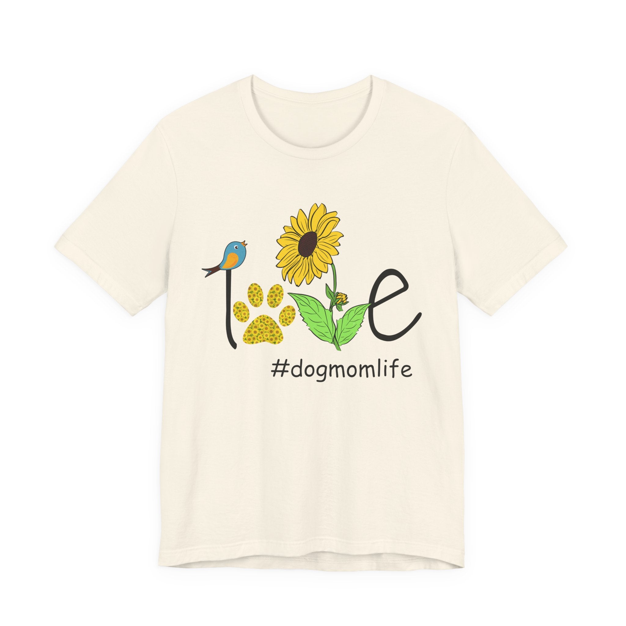 Sunflower Paw Print 'I Love Dog Mom Life' T-Shirt | Dog Mom Gift