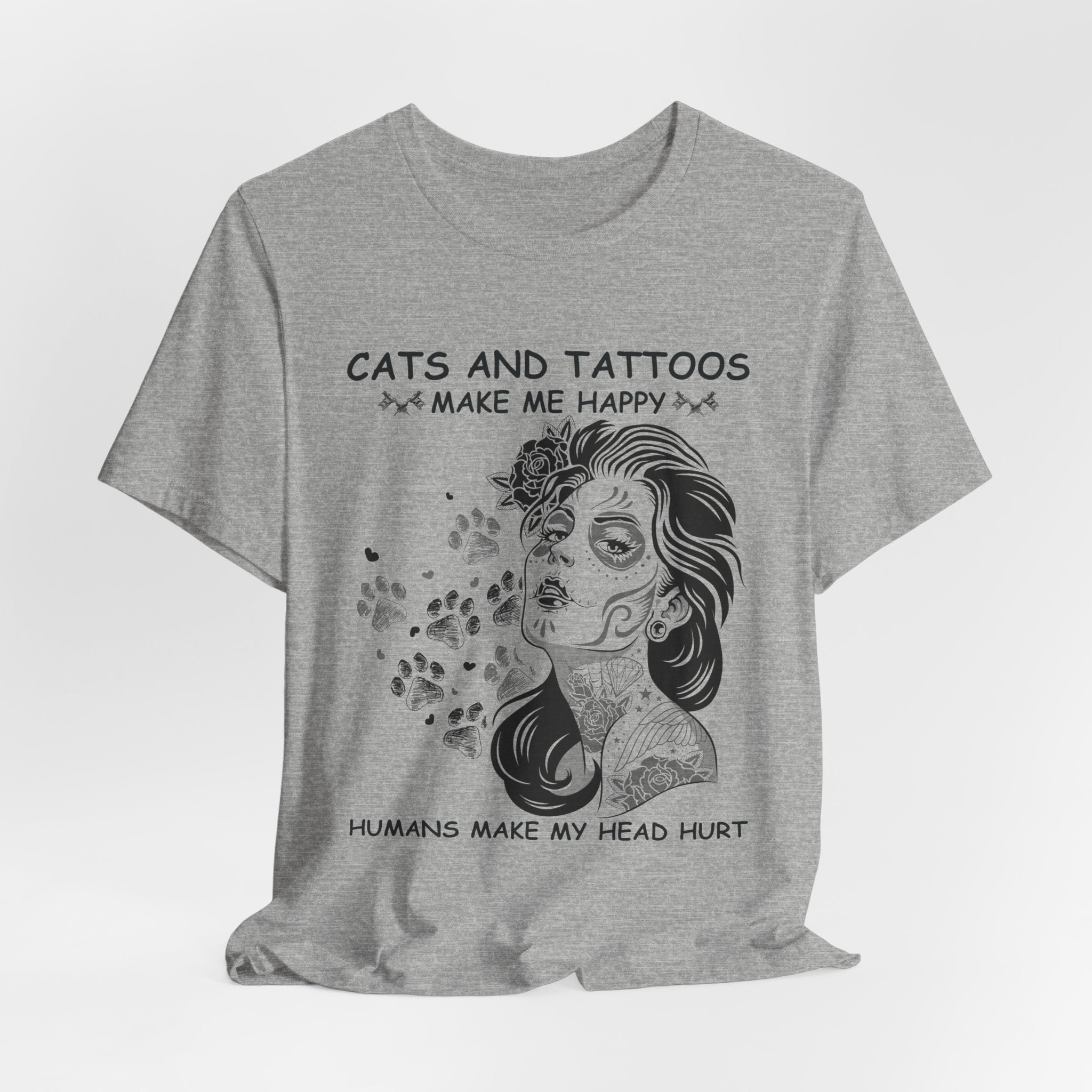 Cats and Tattoos Make Me Happy T-Shirt | Edgy Cat Lover Gift