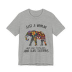 Just A Woman Who Love Elephants And Has Tattoos T-Shirt | Elephant Fan Gift
