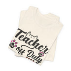 Teacher Off Duty Promoted to Stay at Home Cat Mom T-Shirt | Cat Mom Gift