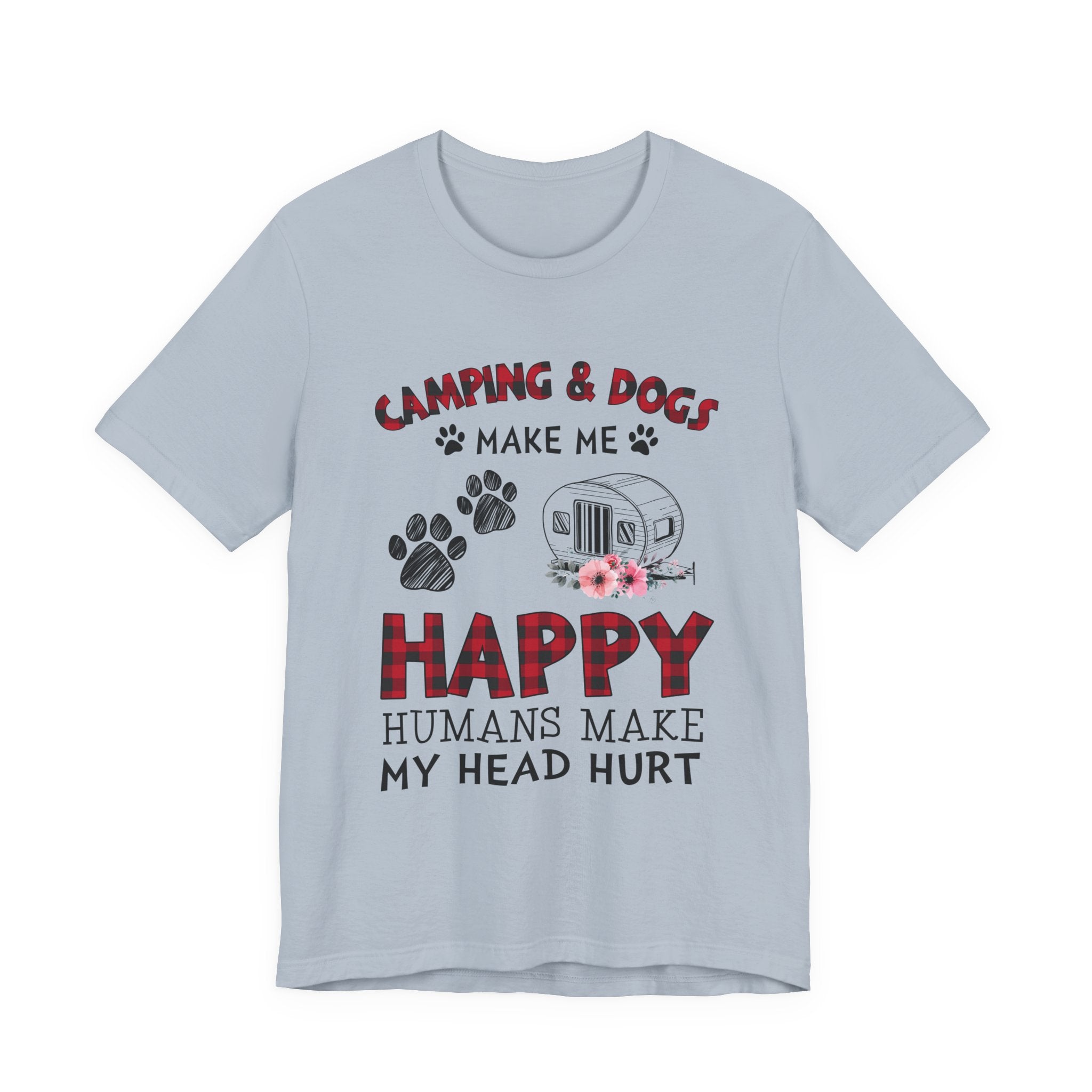 Camping & Dogs Make Me Happy T-Shirt | Camper Dog Lover Gift