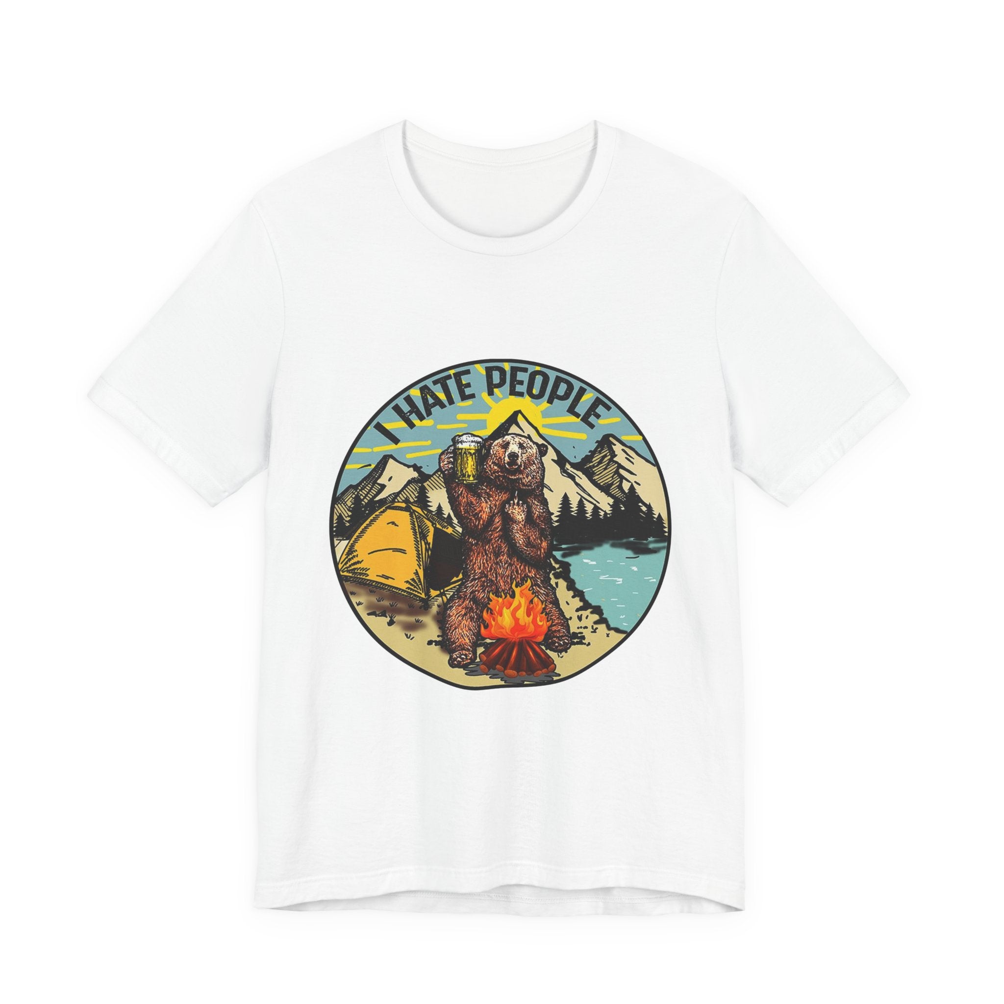 "I HATE PEOPLE" Bear Camping T-Shirt | Solitude Seeker Gift