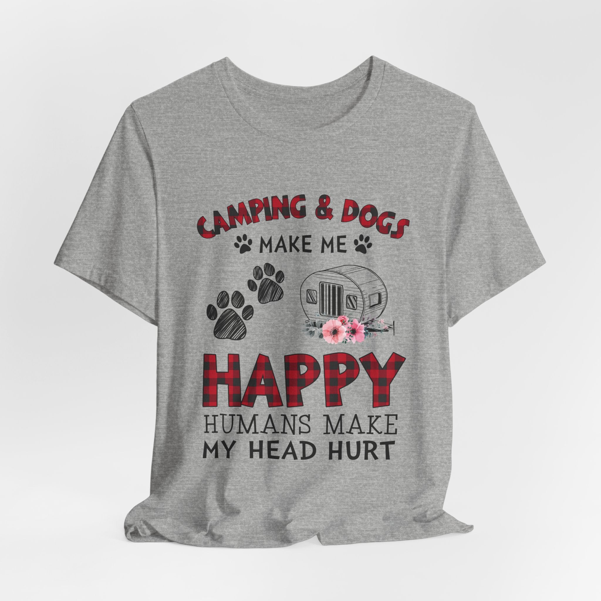 Camping & Dogs Make Me Happy T-Shirt | Camper Dog Lover Gift