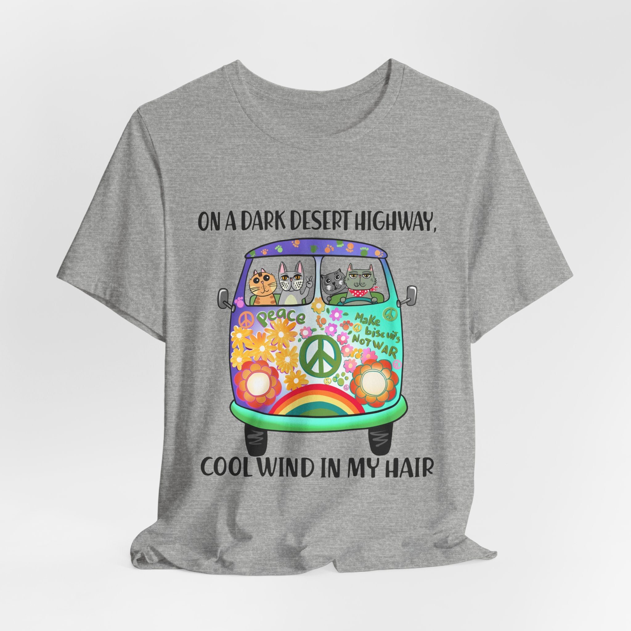 Dark Desert Highway Cats T-Shirt | Groovy Cat Lover Gift