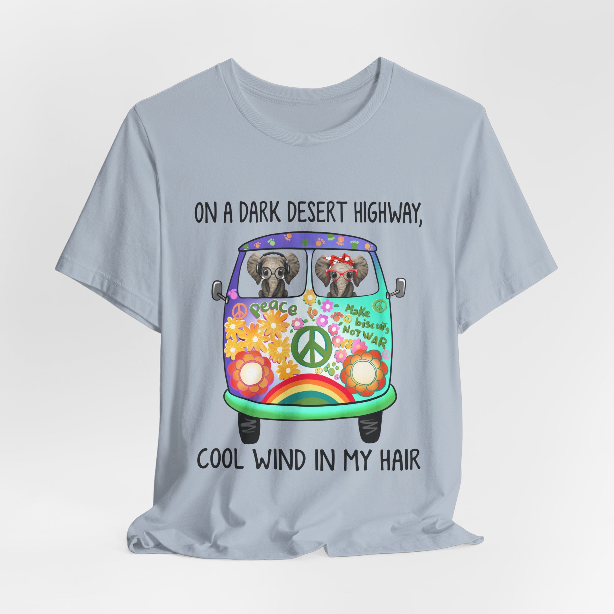 On A Dark Desert Highway Elephants T-Shirt | Hippie Elephant Gift