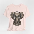 Nerdy Elephant with Headphones T-Shirt | Elephant Lover Gift