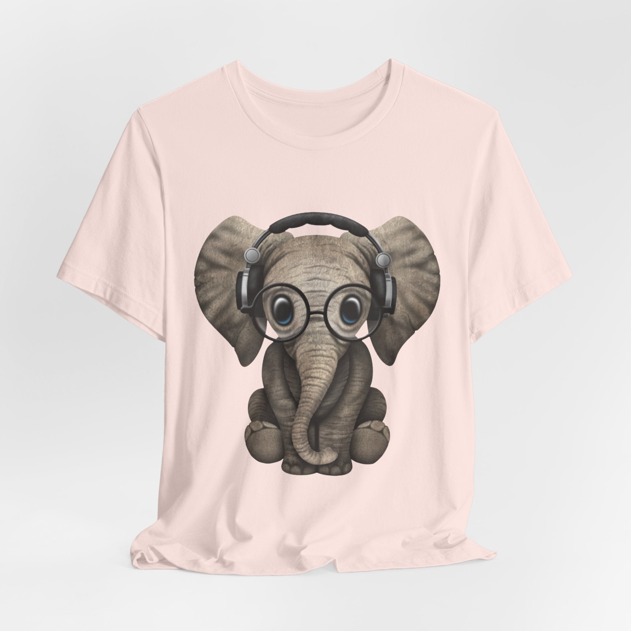 Nerdy Elephant with Headphones T-Shirt | Elephant Lover Gift
