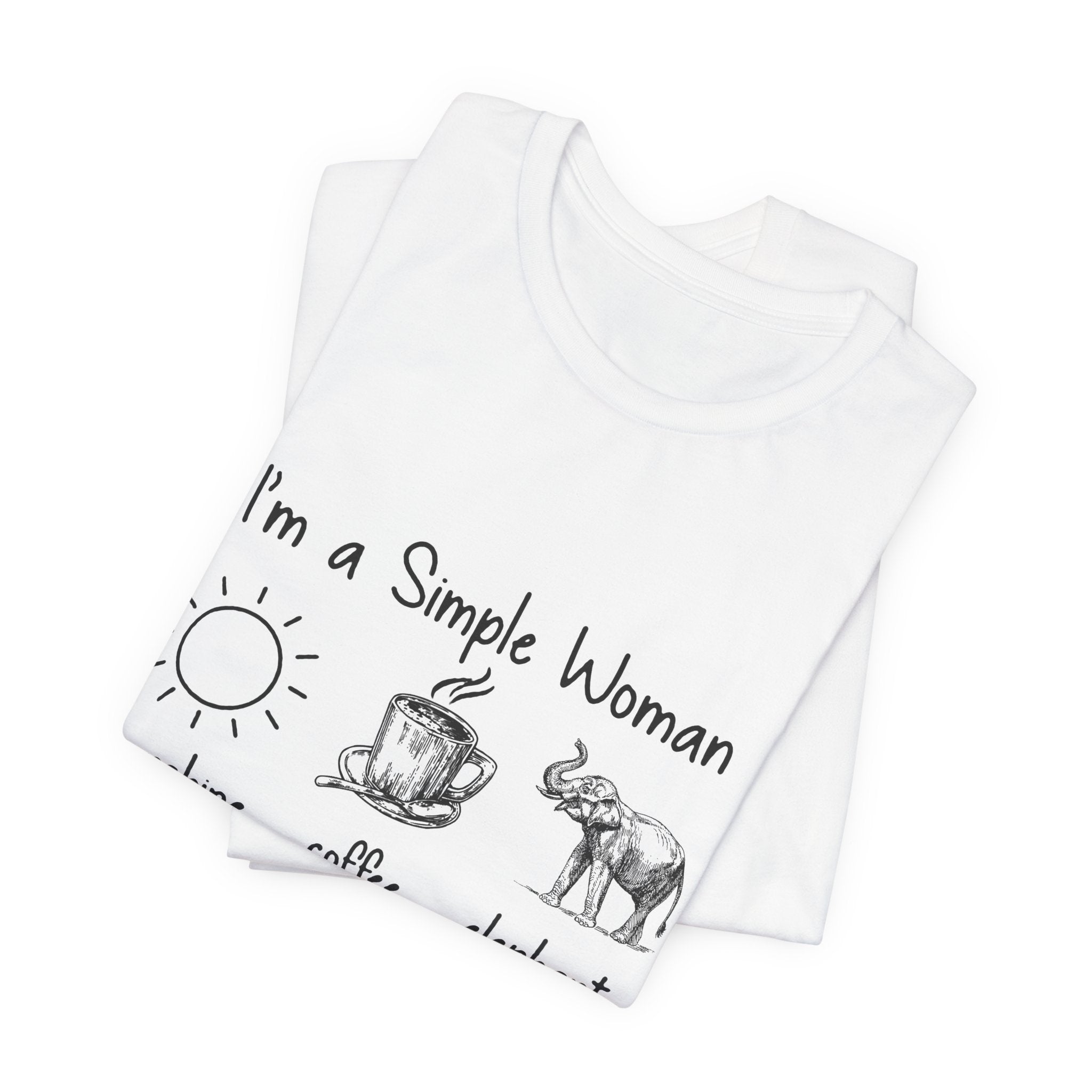 Simple Woman Sunshine Coffee Elephant T-Shirt | Elephant Lover Gift
