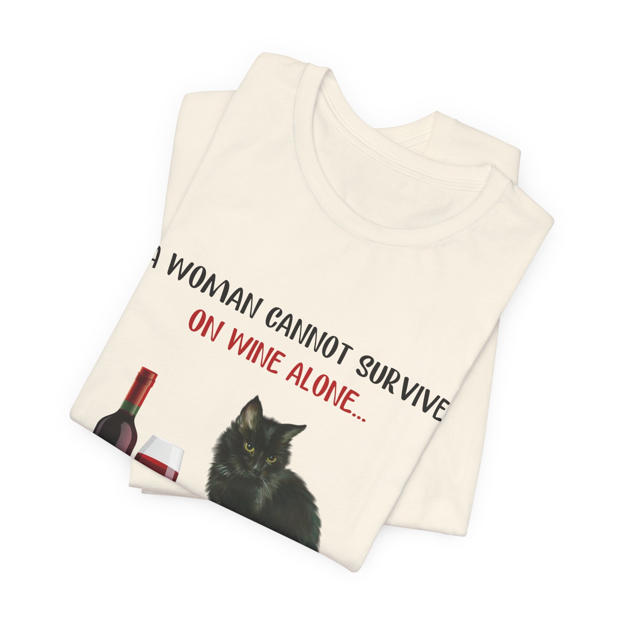 Wine & Cat Lover T-Shirt | Funny Cat Mom Gift