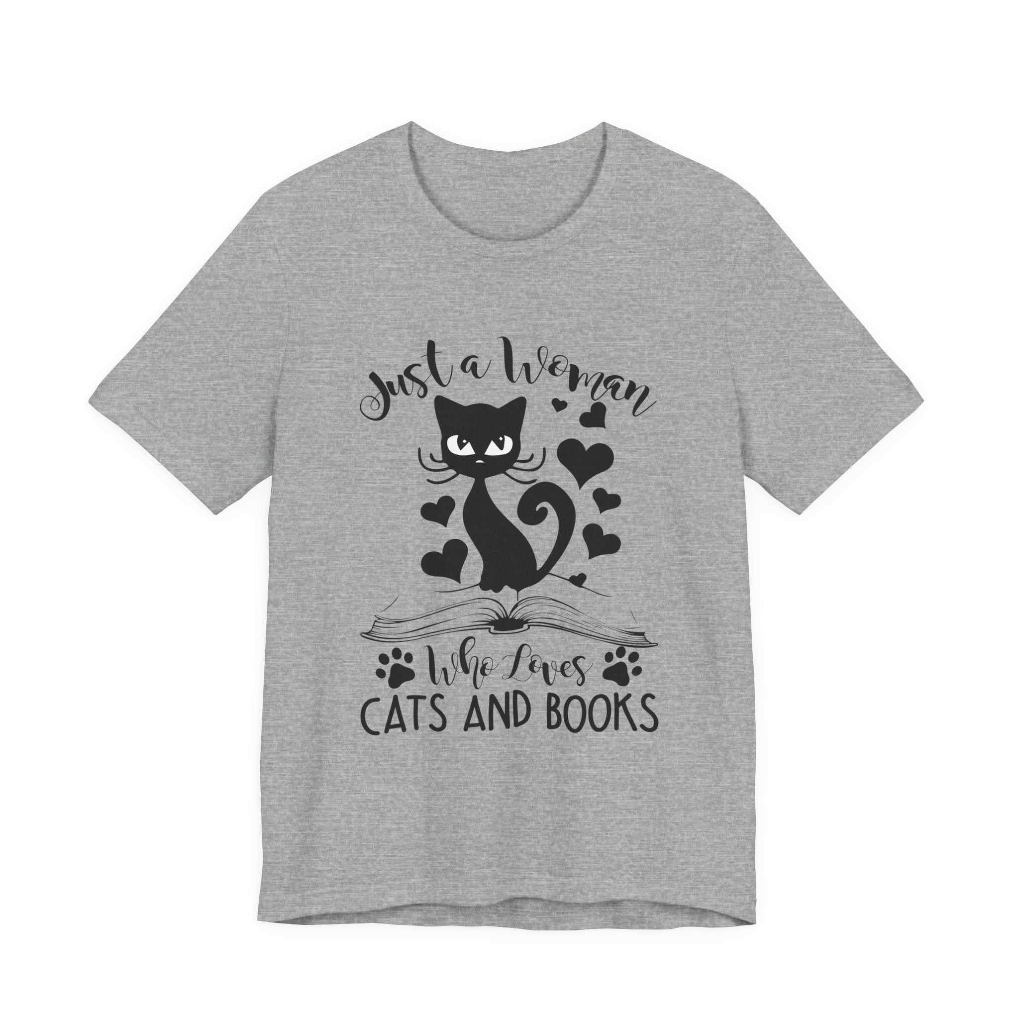 Just a Woman Who Loves Cats & Books T-Shirt | Cat Lover Gift