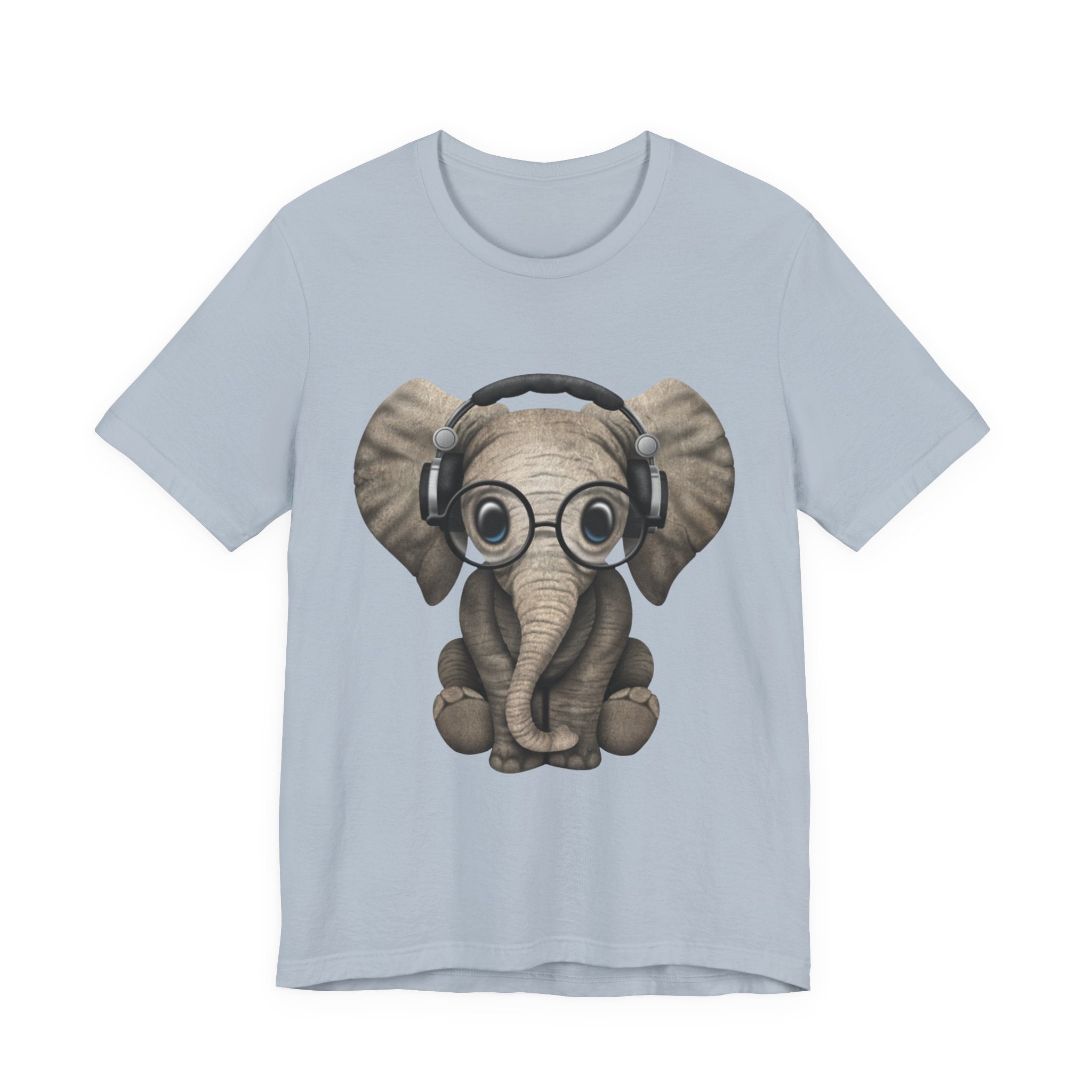 Nerdy Elephant with Headphones T-Shirt | Elephant Lover Gift