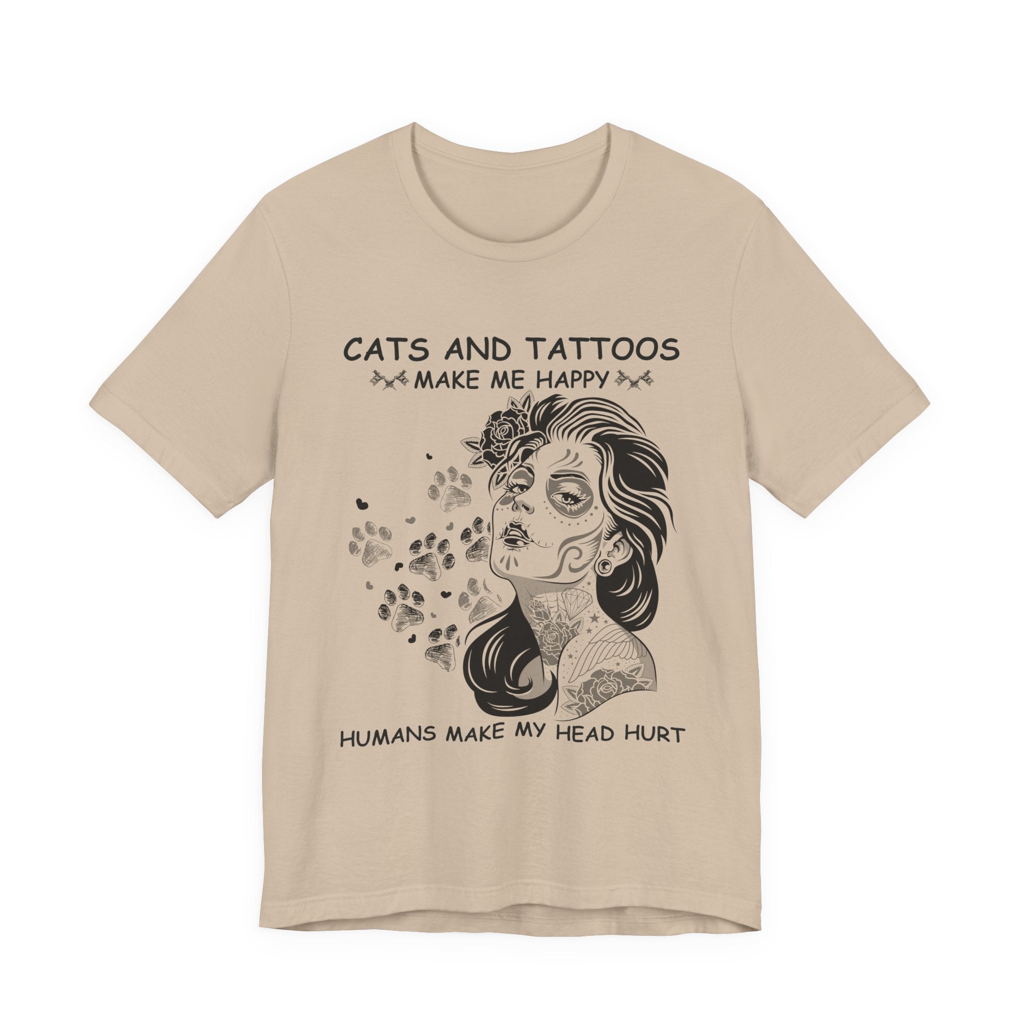 Cats and Tattoos Make Me Happy T-Shirt | Edgy Cat Lover Gift