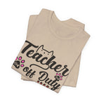 Teacher Off Duty Promoted to Stay at Home Cat Mom T-Shirt | Cat Mom Gift