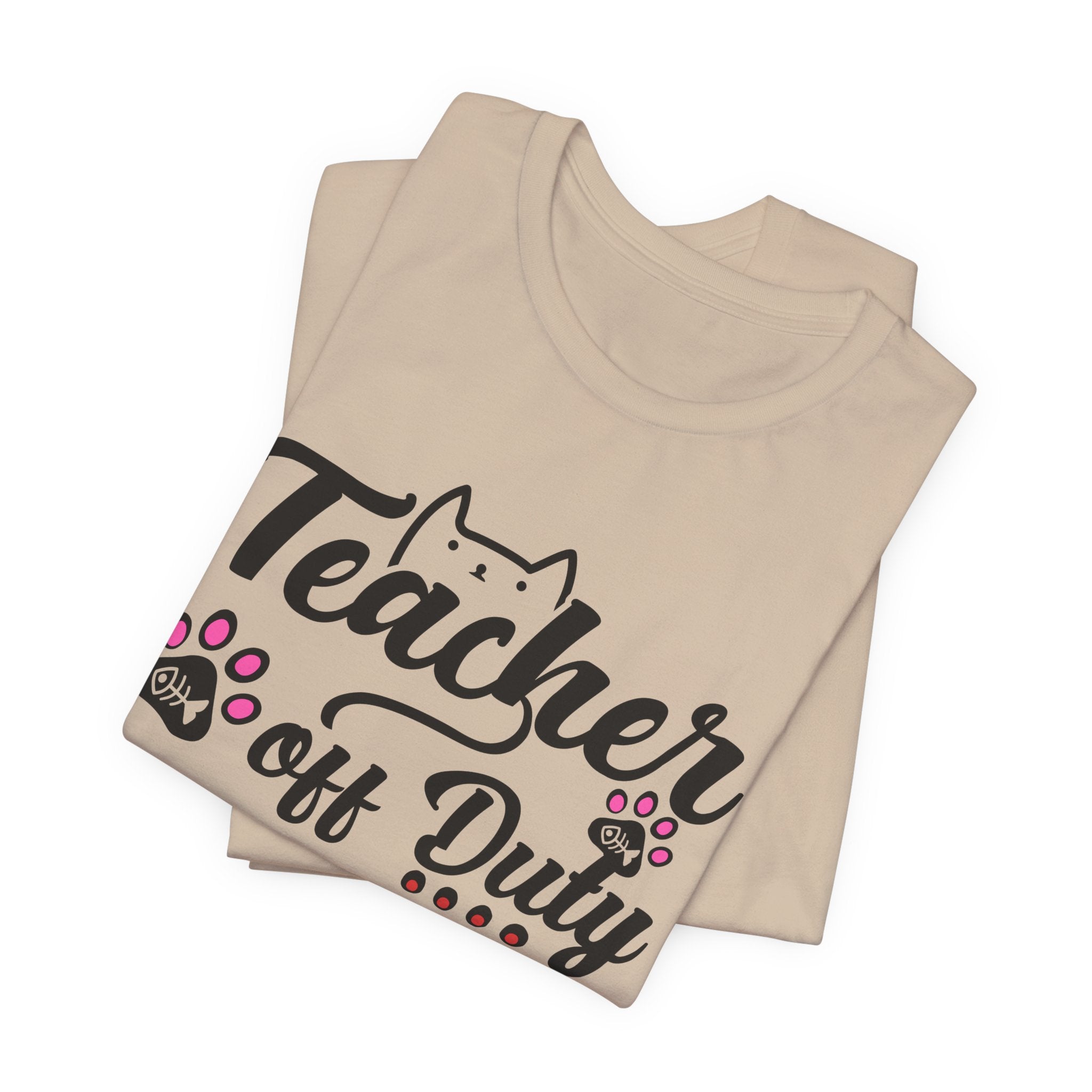 Teacher Off Duty Promoted to Stay at Home Cat Mom T-Shirt | Cat Mom Gift