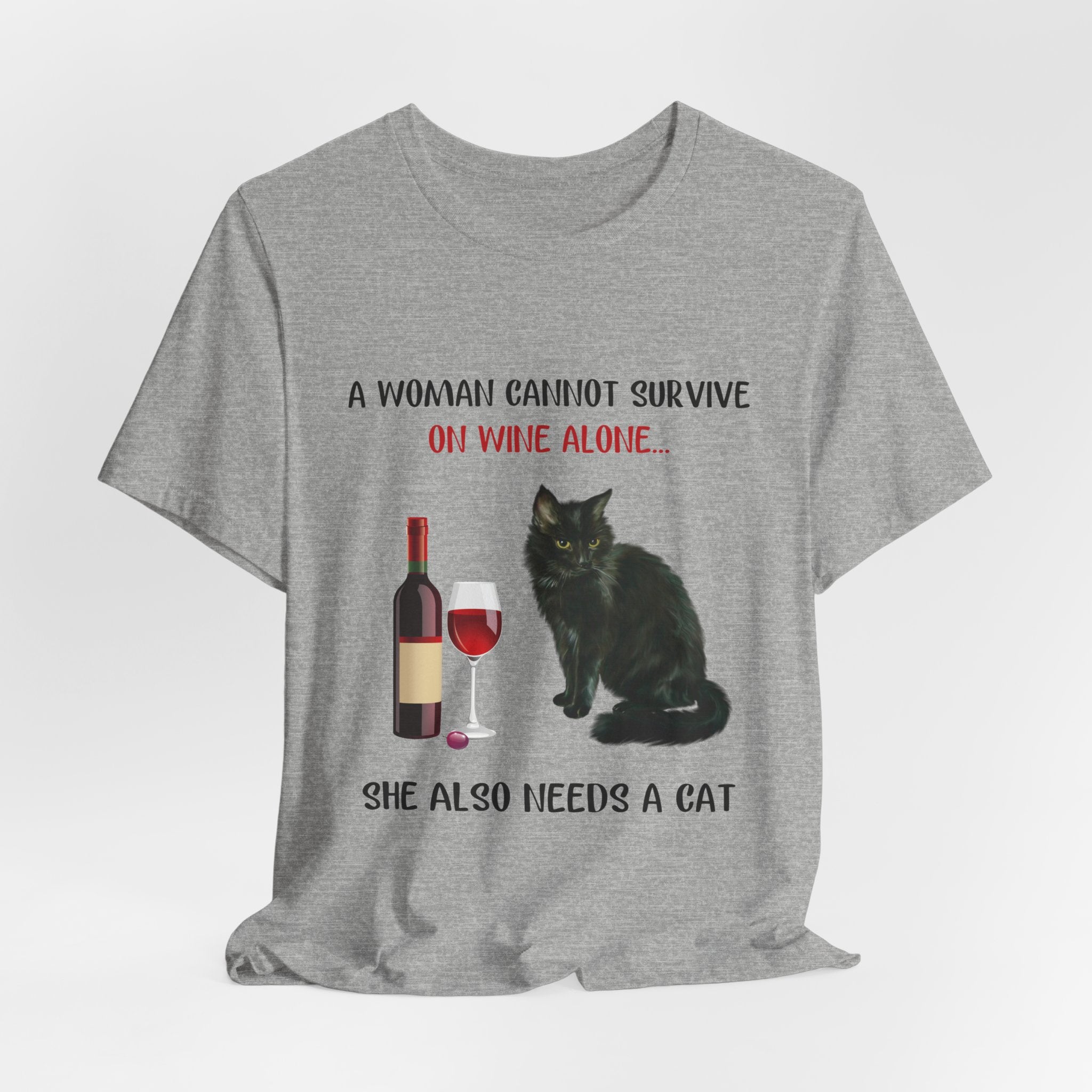 Wine & Cat Lover T-Shirt | Funny Cat Mom Gift