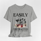 Easily Distracted By Dogs And Wine T-Shirt | Funny Dog Lover Gift