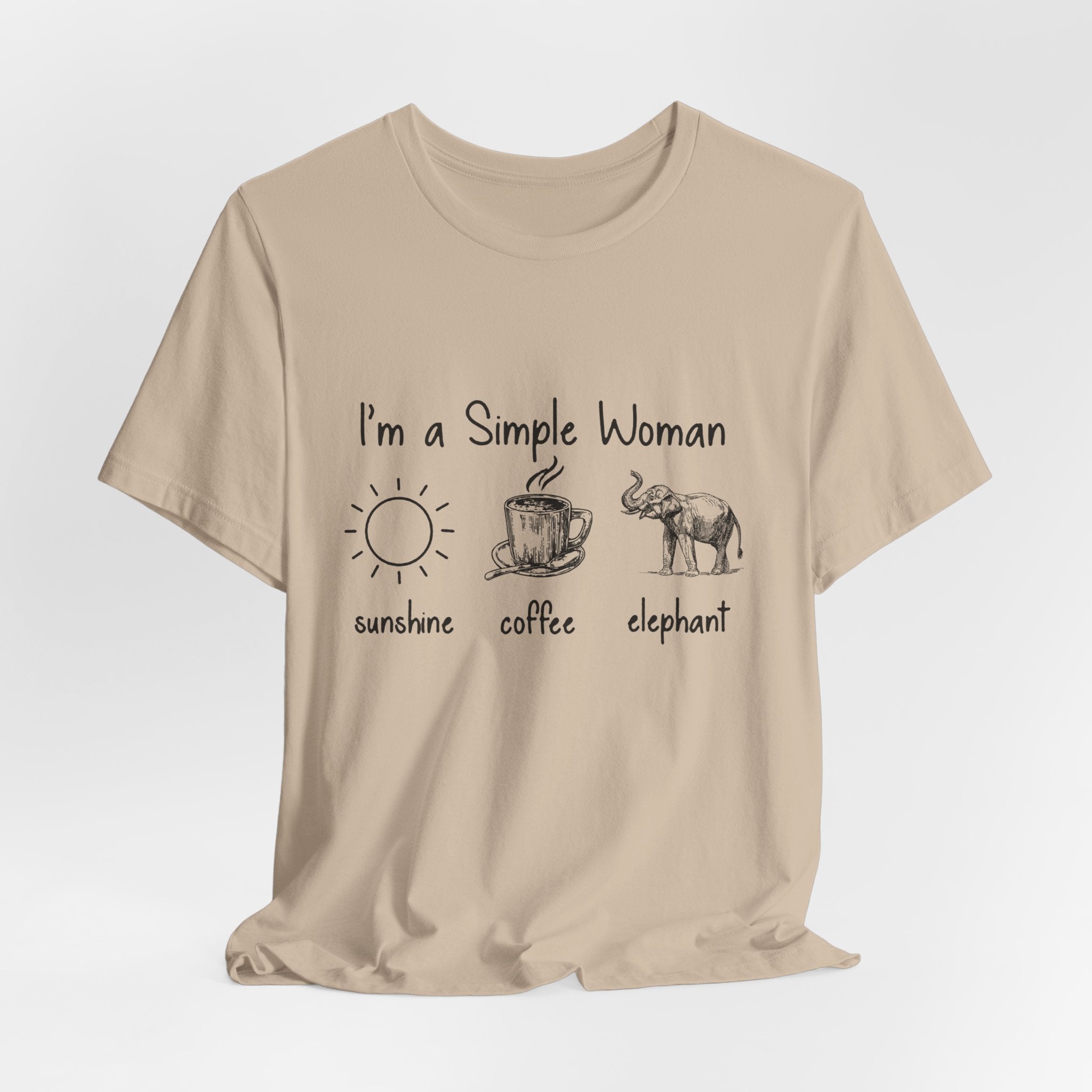 Simple Woman Sunshine Coffee Elephant T-Shirt | Elephant Lover Gift