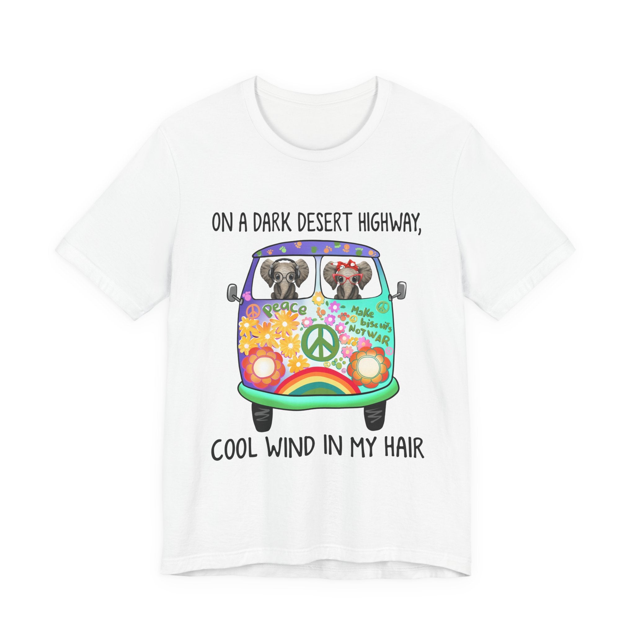 On A Dark Desert Highway Elephants T-Shirt | Hippie Elephant Gift