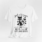 Just a Woman Who Loves Cats & Books T-Shirt | Cat Lover Gift
