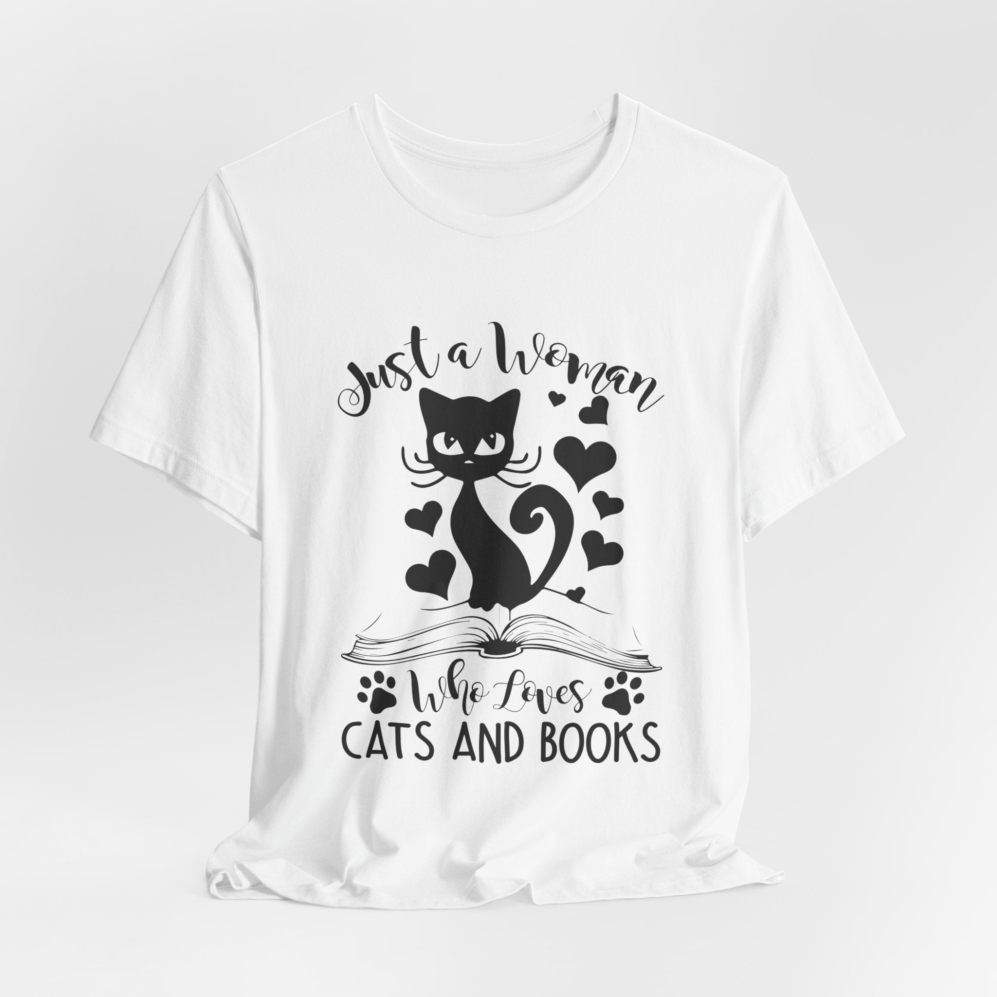 Just a Woman Who Loves Cats & Books T-Shirt | Cat Lover Gift