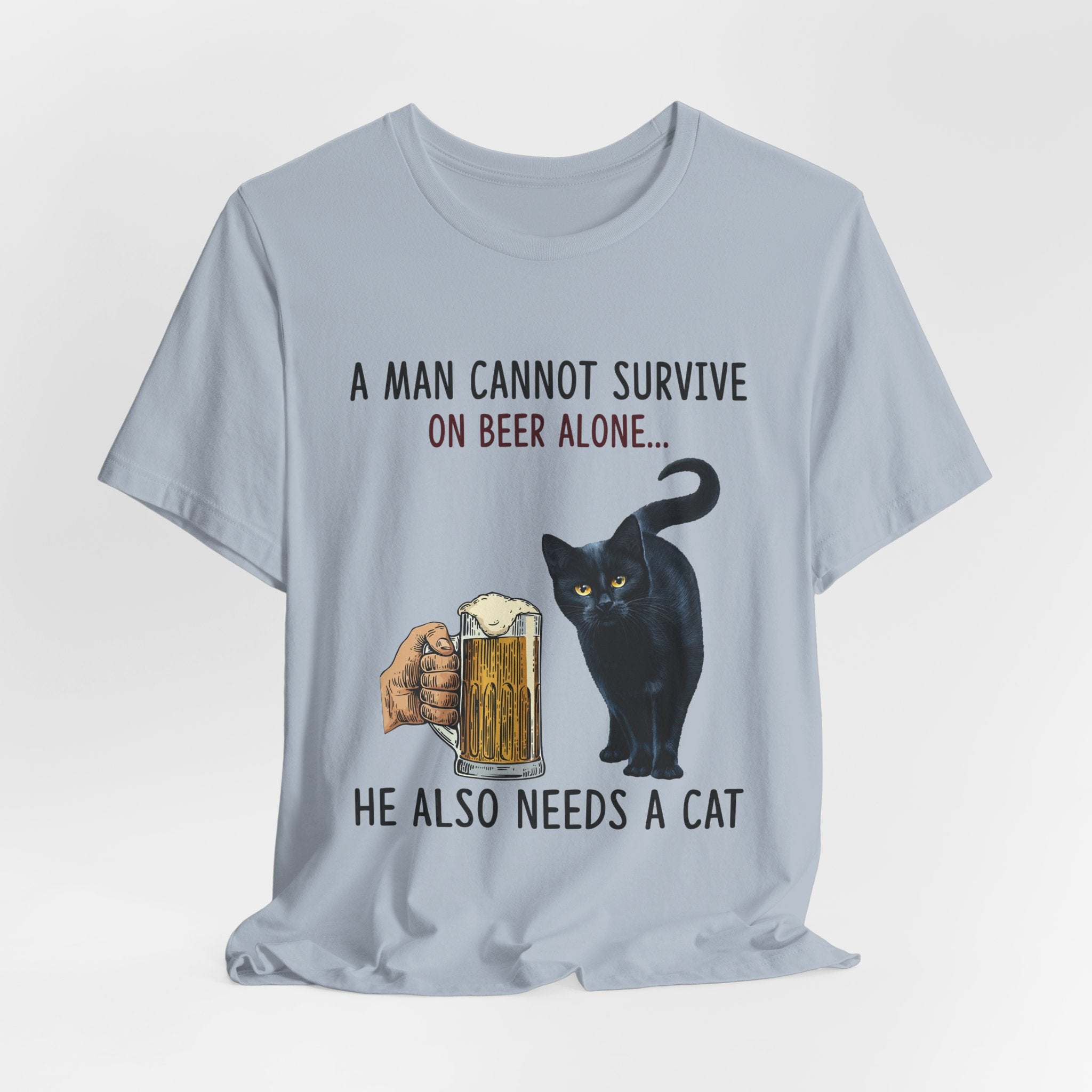 Beer Alone? Man Needs A Cat T-Shirt | Funny Cat Dad Gift