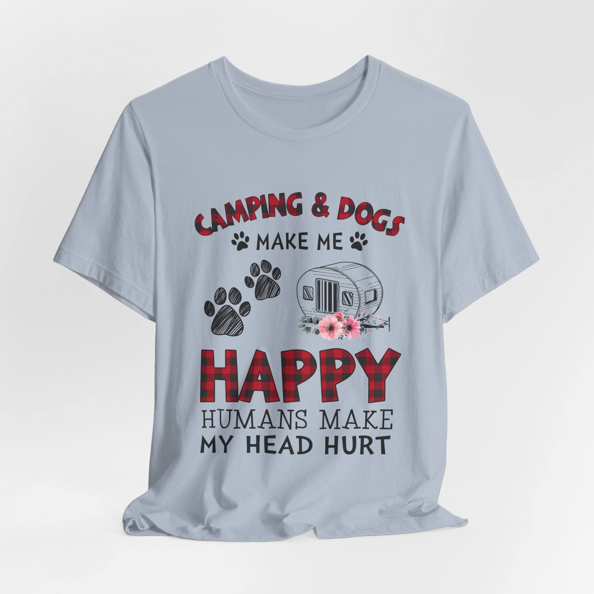 Camping & Dogs Make Me Happy T-Shirt | Camper Dog Lover Gift