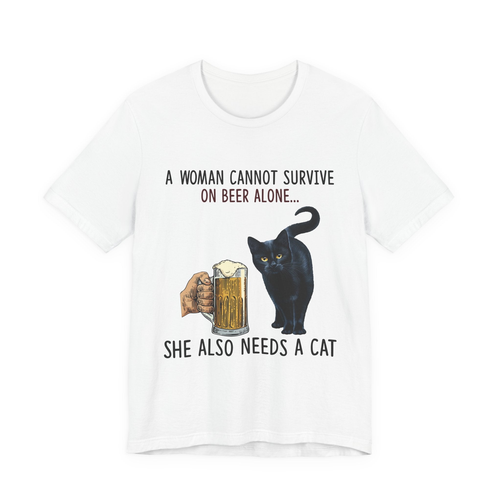 A Woman Needs Beer & Cat T-Shirt | Funny Cat Lover Gift