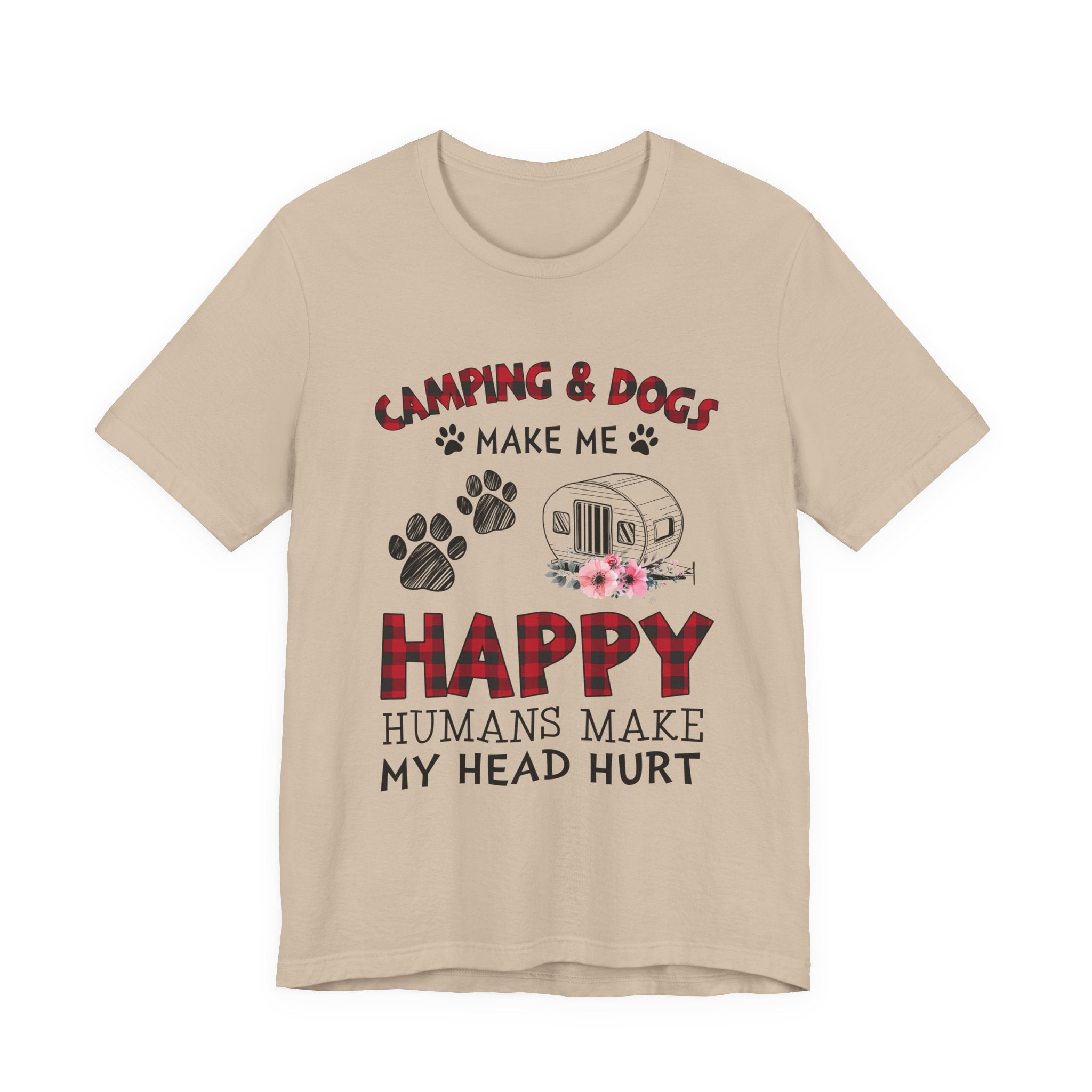 Camping & Dogs Make Me Happy T-Shirt | Camper Dog Lover Gift