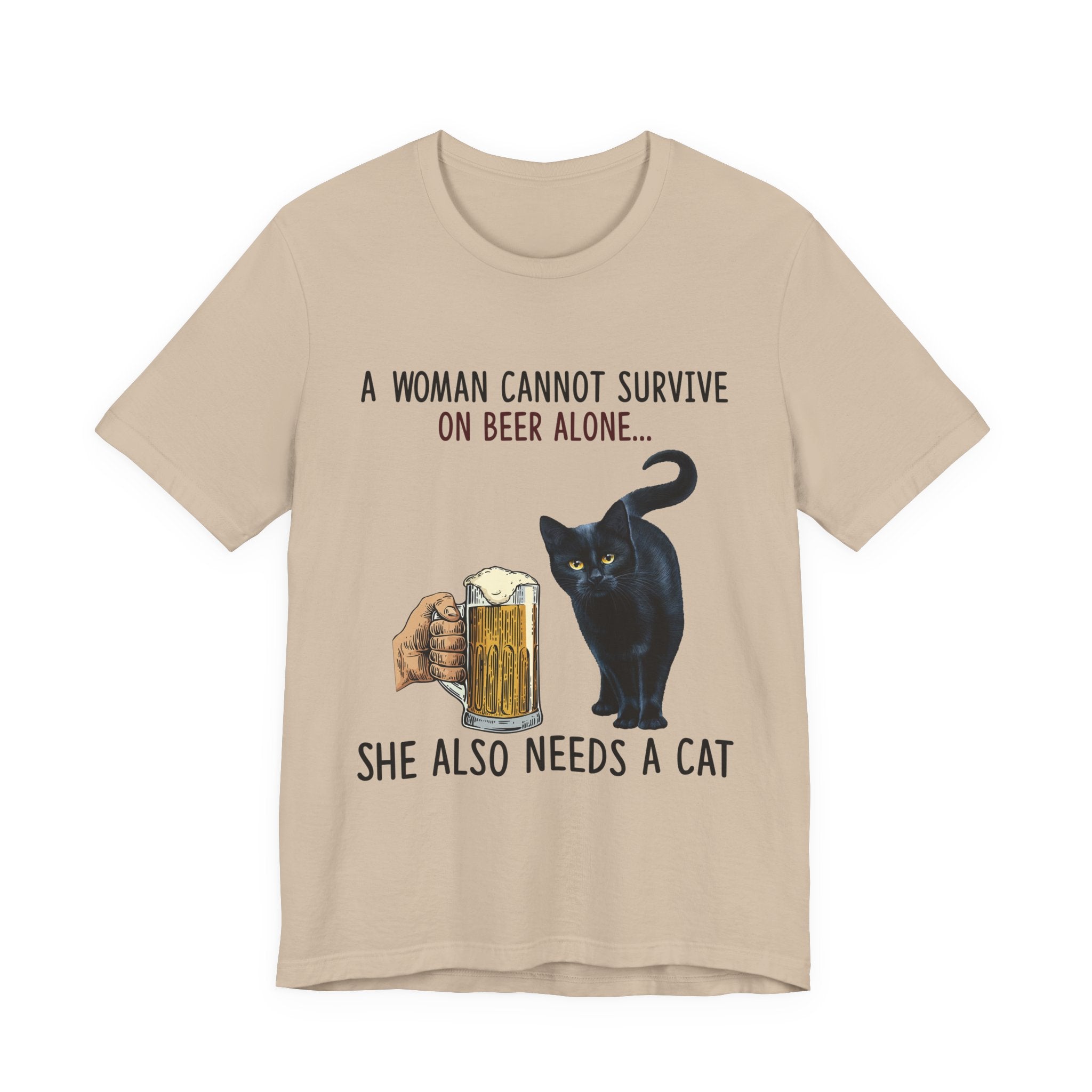 A Woman Needs Beer & Cat T-Shirt | Funny Cat Lover Gift