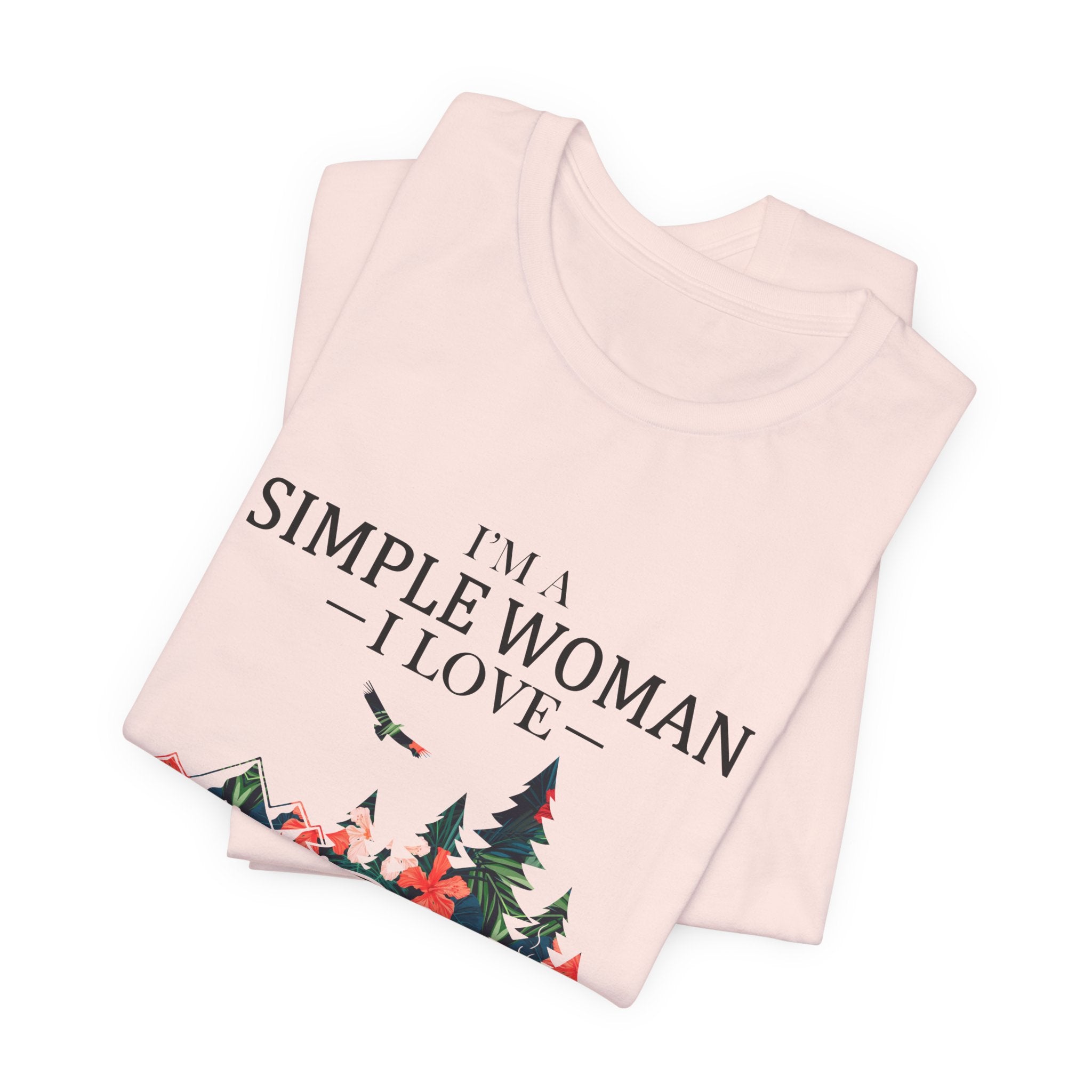 Simple Woman Loves Camping Dogs Wine T-Shirt | Woman Camper Gift