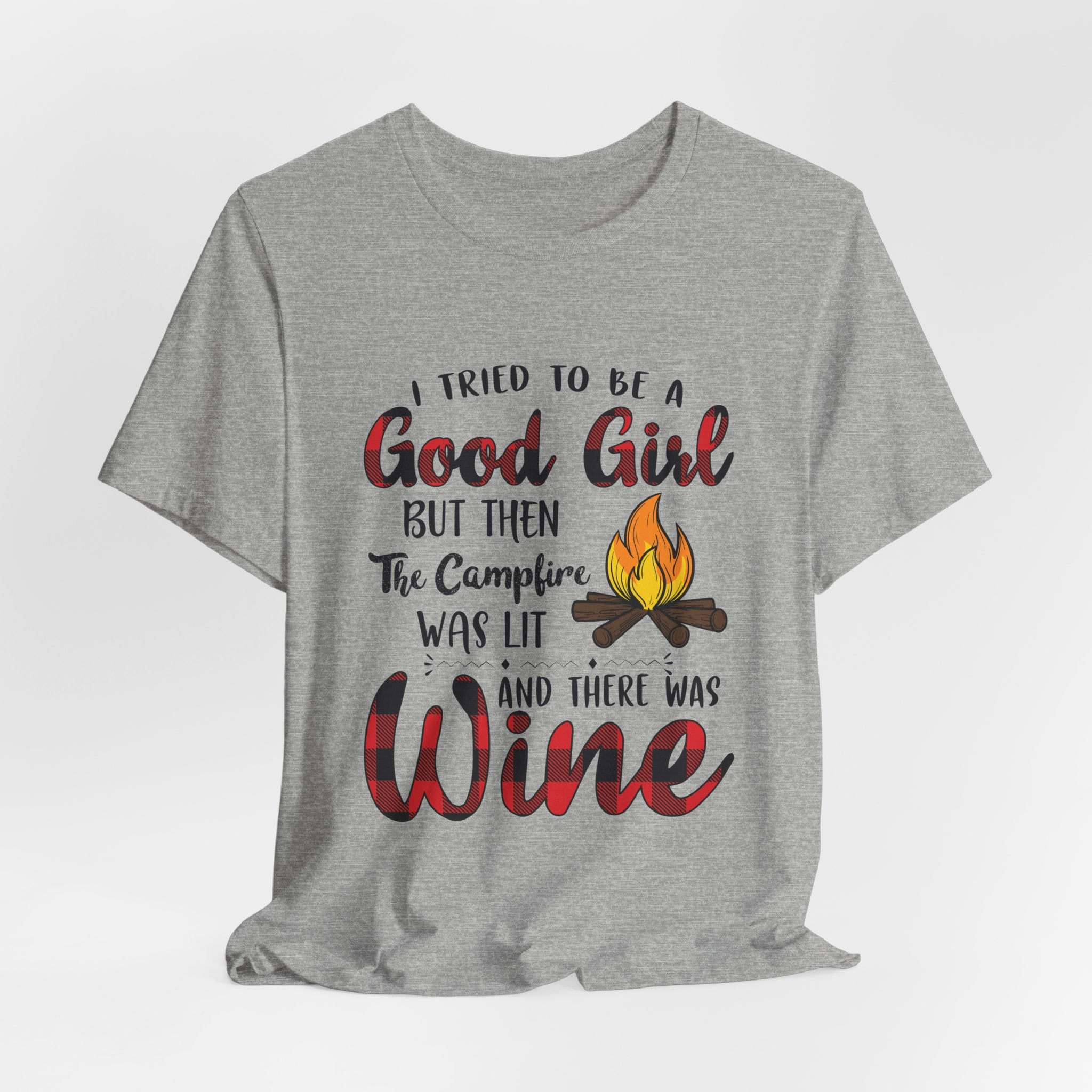 Good Girl Campfire Wine T-Shirt | Funny Women's Camping Gift