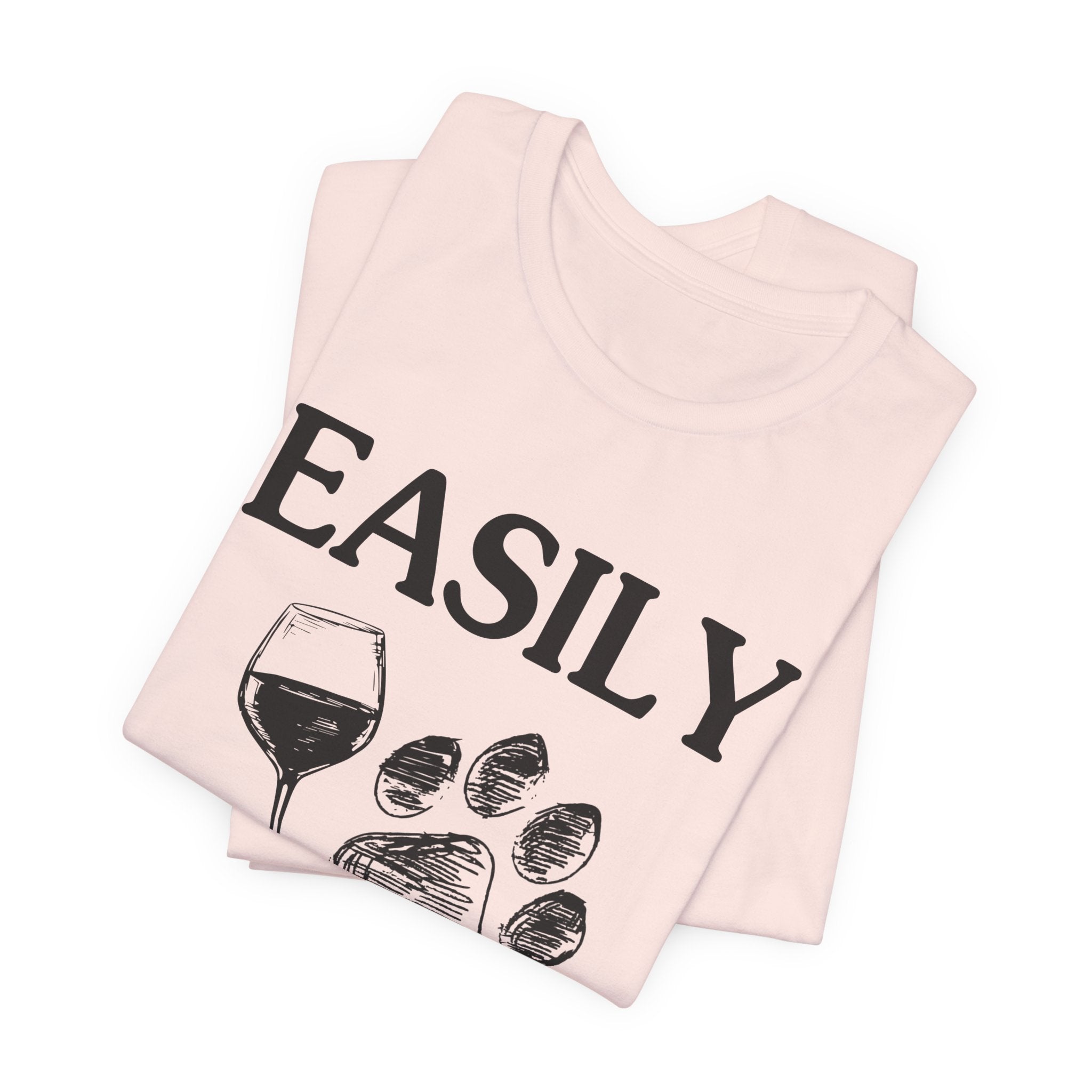 Easily Distracted By Dogs And Wine T-Shirt | Funny Dog Lover Gift